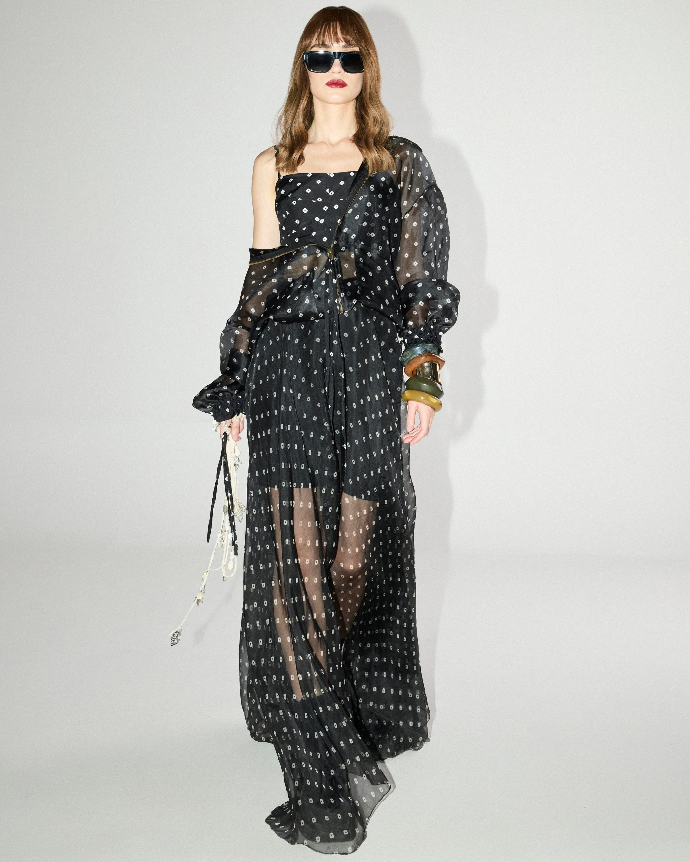 Black Lara Bomber Jacket, Bustier & Bianca Skirt