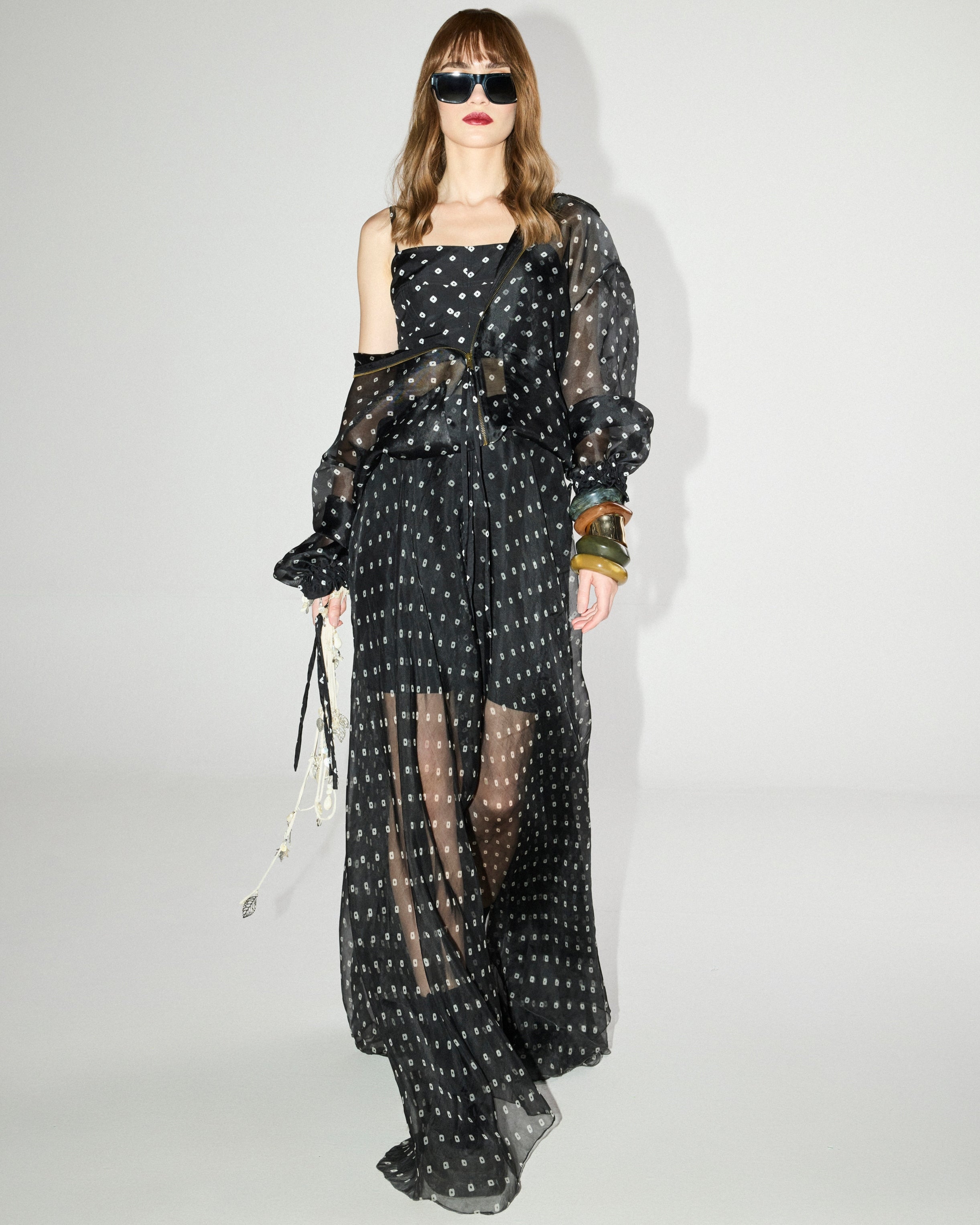 Black Lara Bomber Jacket, Bustier & Bianca Skirt