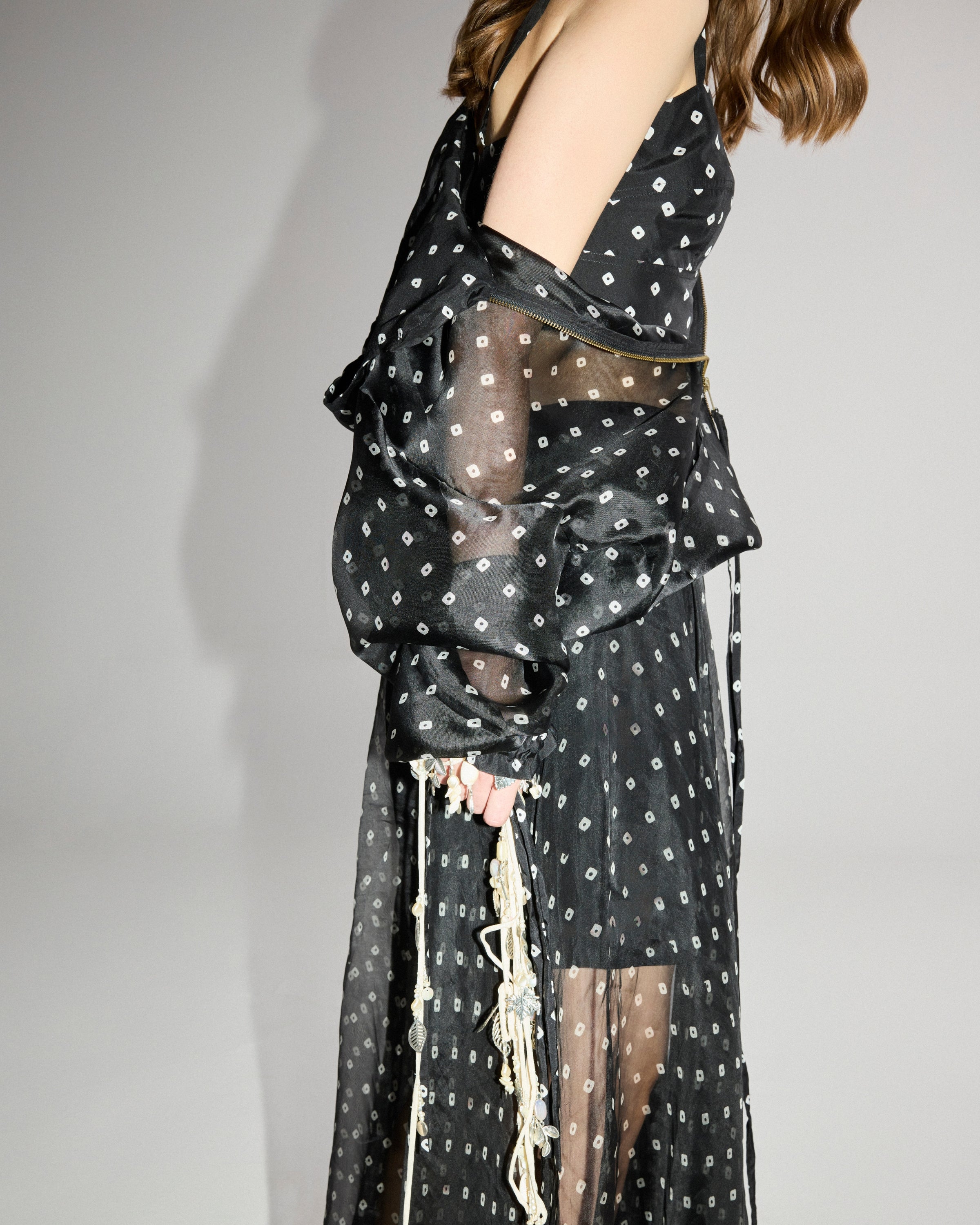 Black Lara Bomber Jacket, Bustier & Bianca Skirt