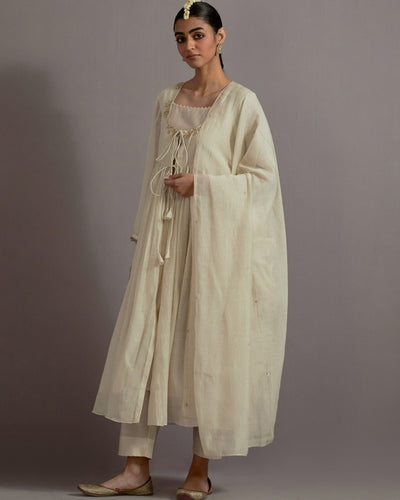 Ivory Guccha Boota Embroidered Gather Angrakha Set