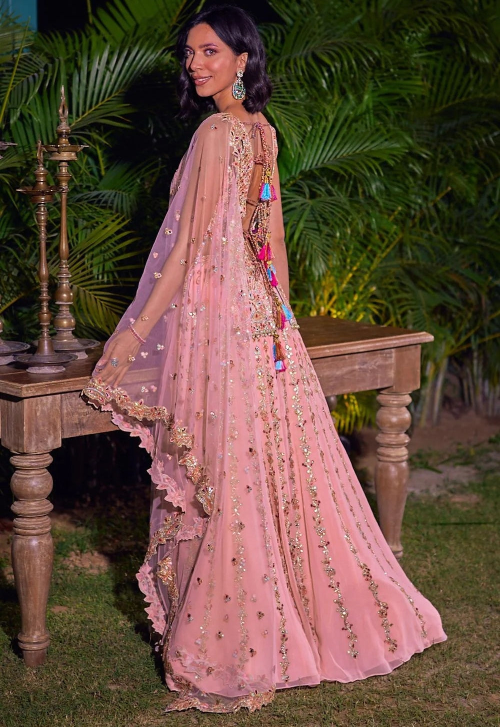 Peach Georgette Sharara Set