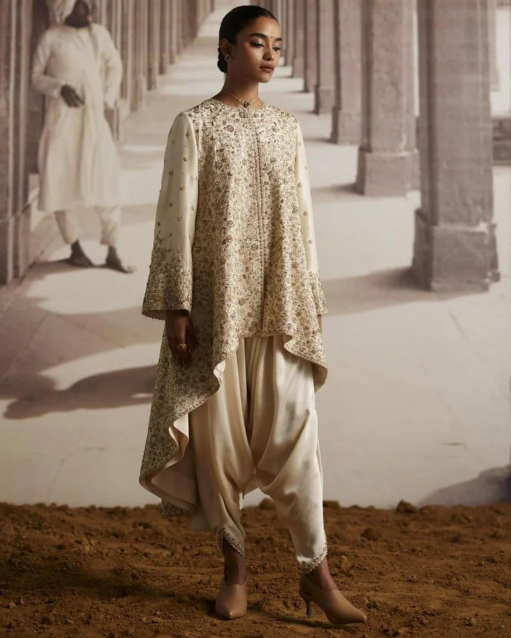 Ivory High-Low Style Kurta