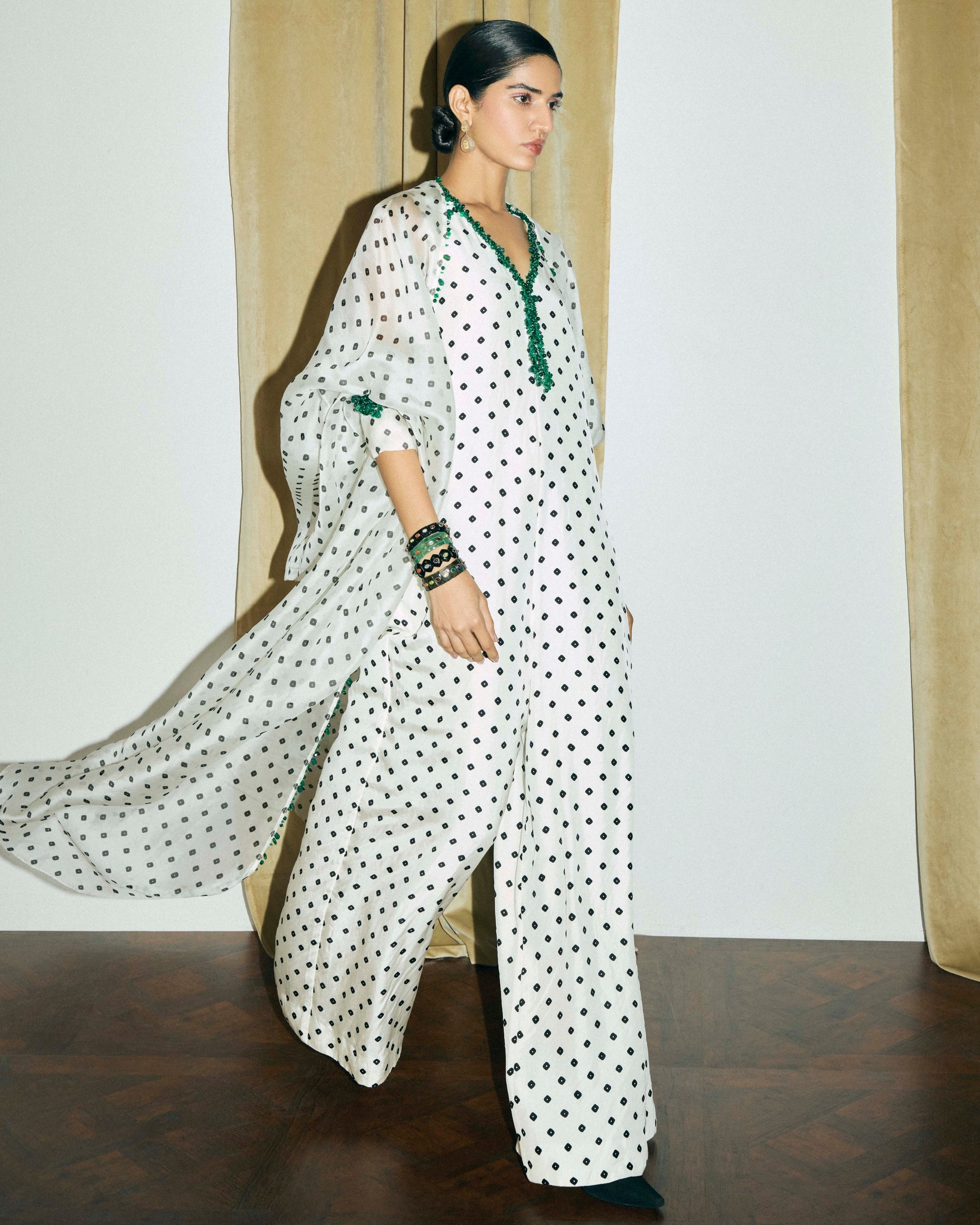 Noir Jumpsuit And Shawl Cape