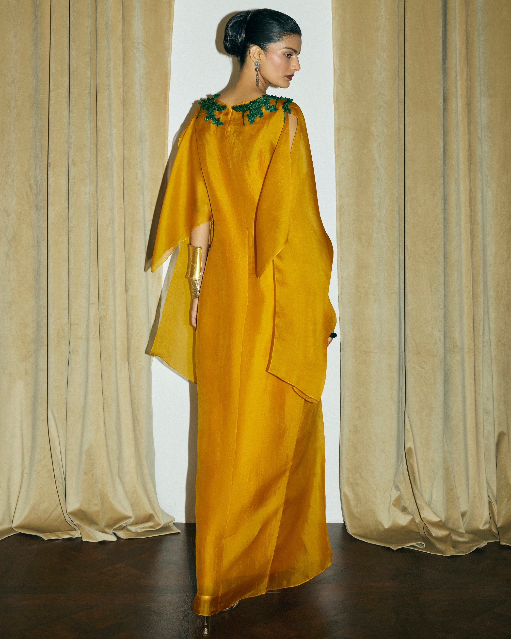 Mustard Roma Dress With Slip