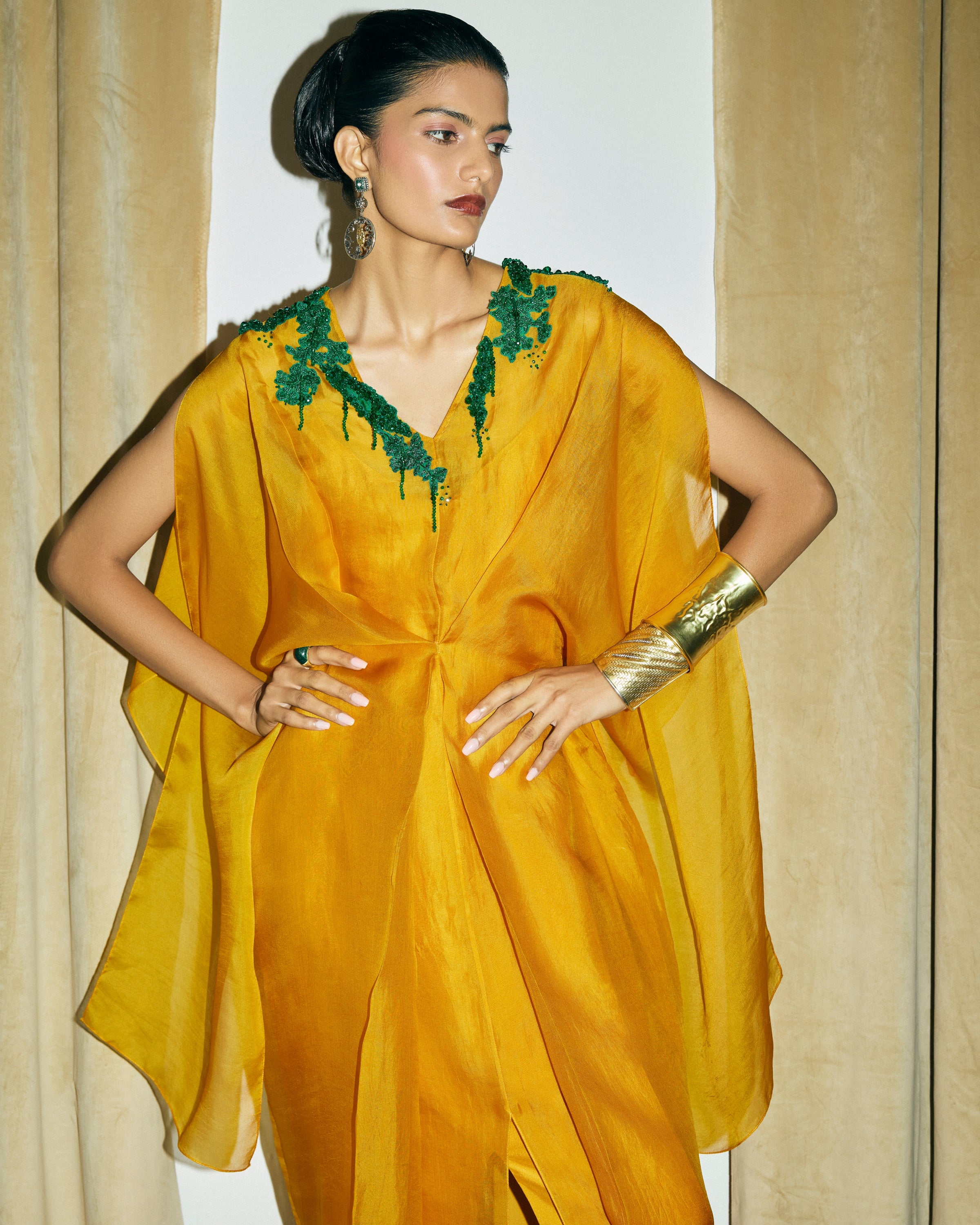Mustard Roma Dress With Slip