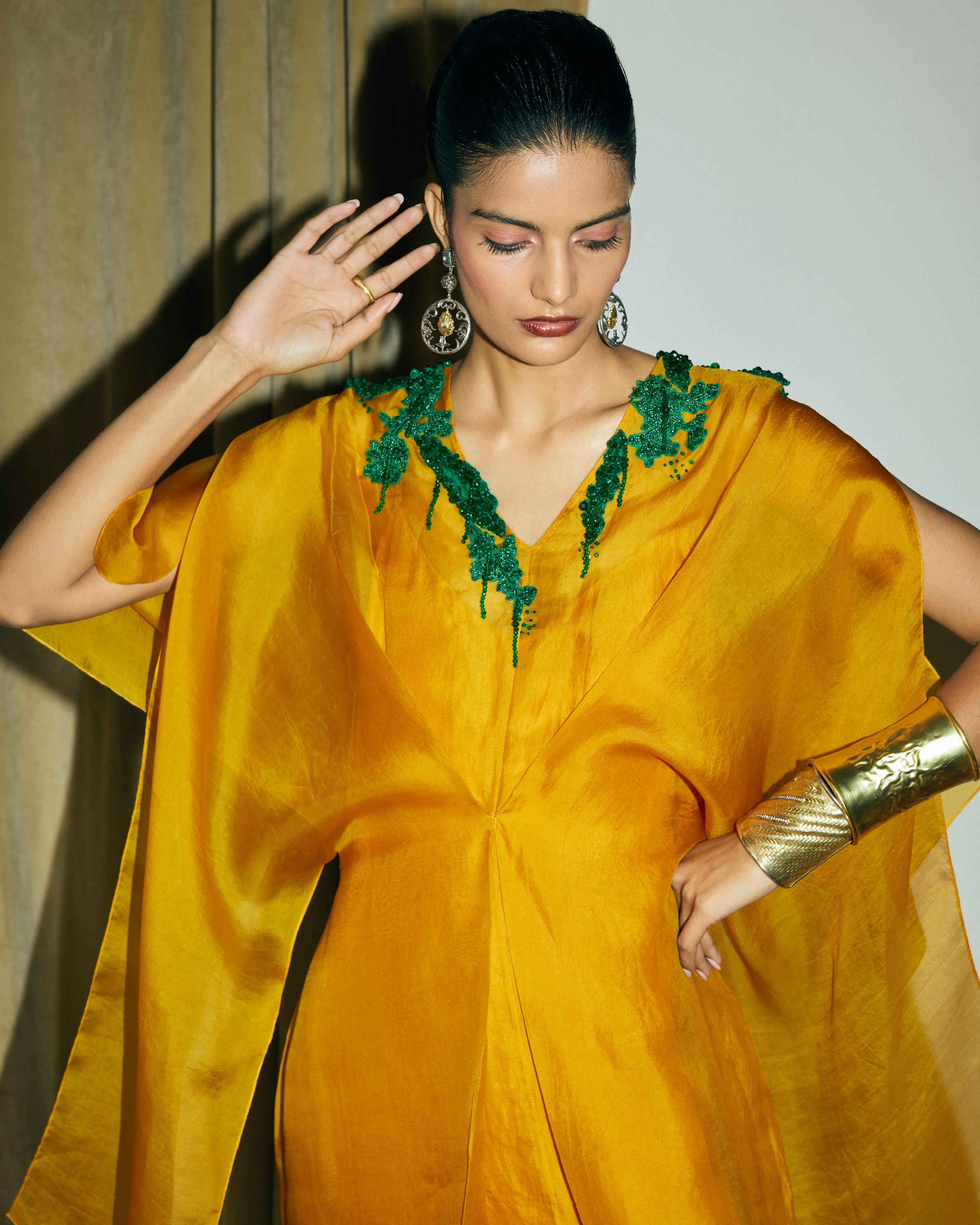 Mustard Roma Dress With Slip