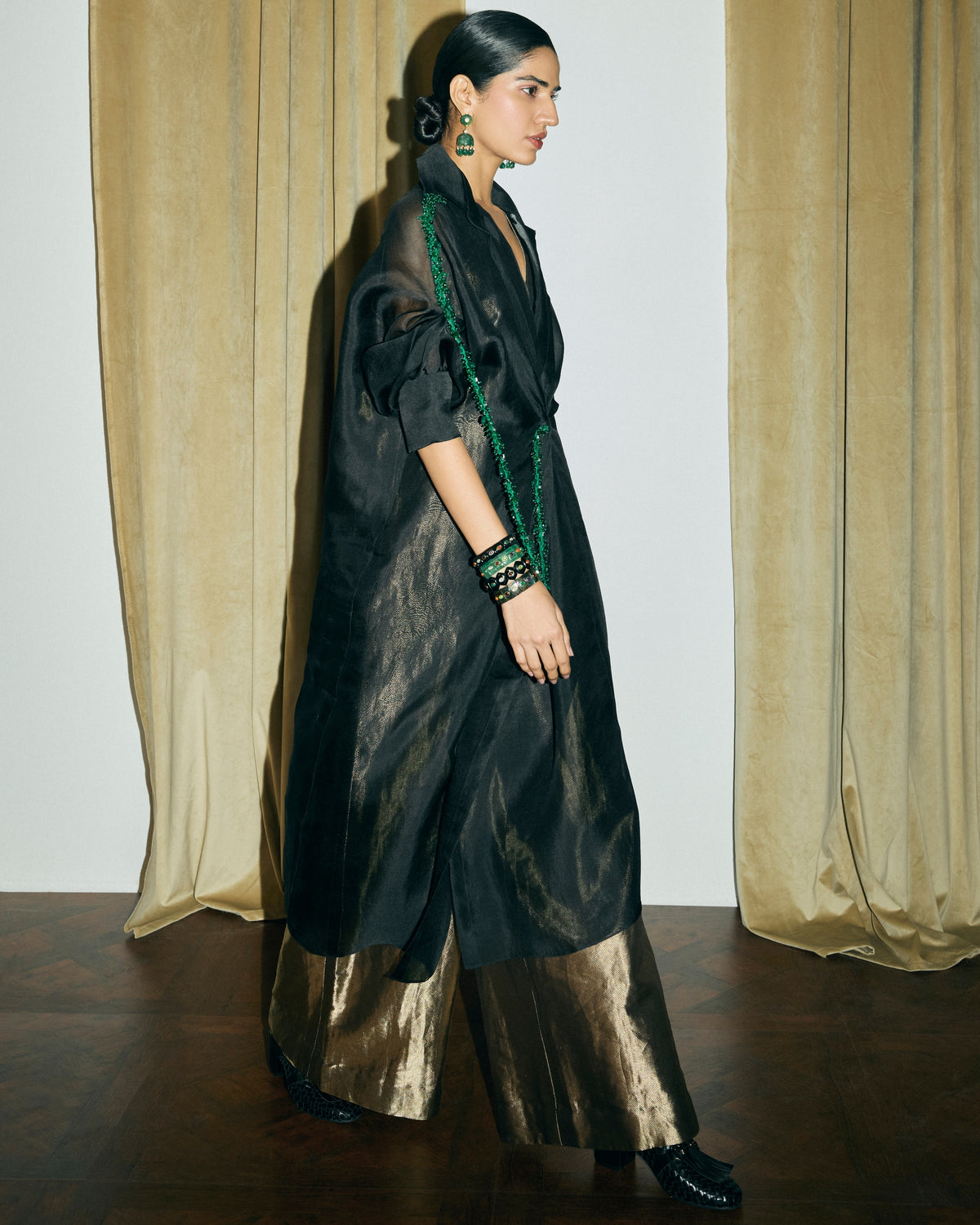 Black & Gold Moulin Shirt With Noir Jumpsuit