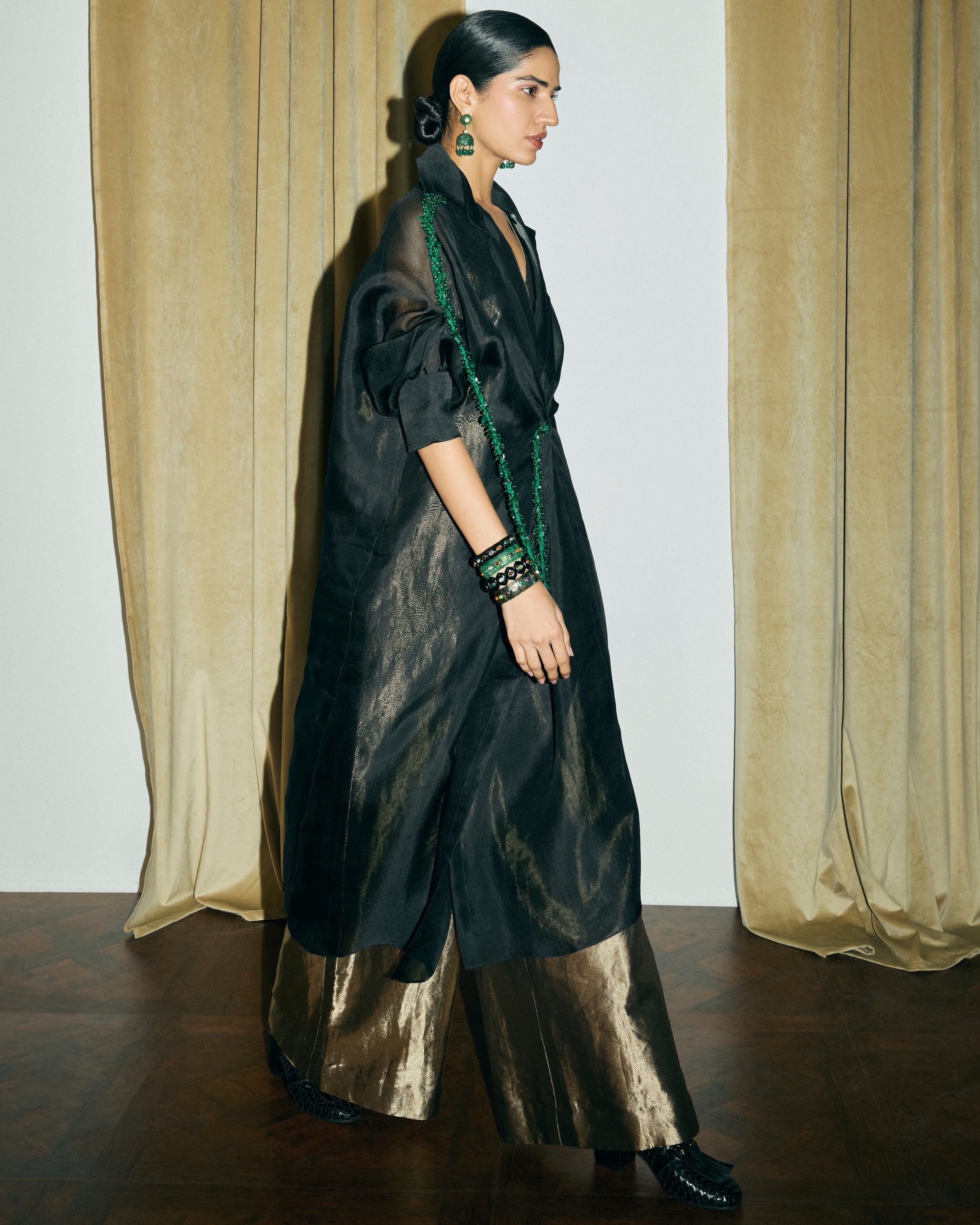 Black & Gold Moulin Shirt With Noir Jumpsuit