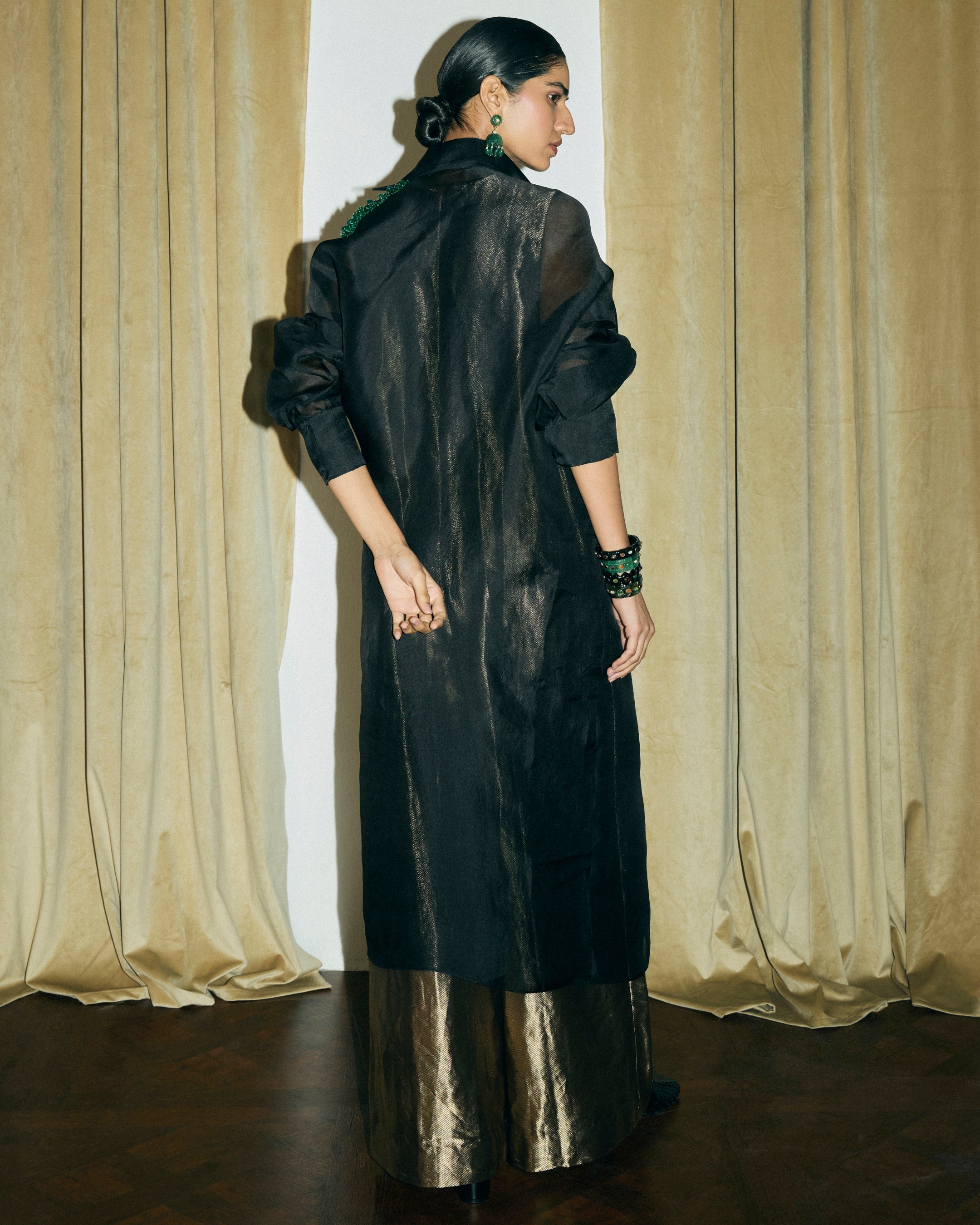 Black & Gold Moulin Shirt With Noir Jumpsuit