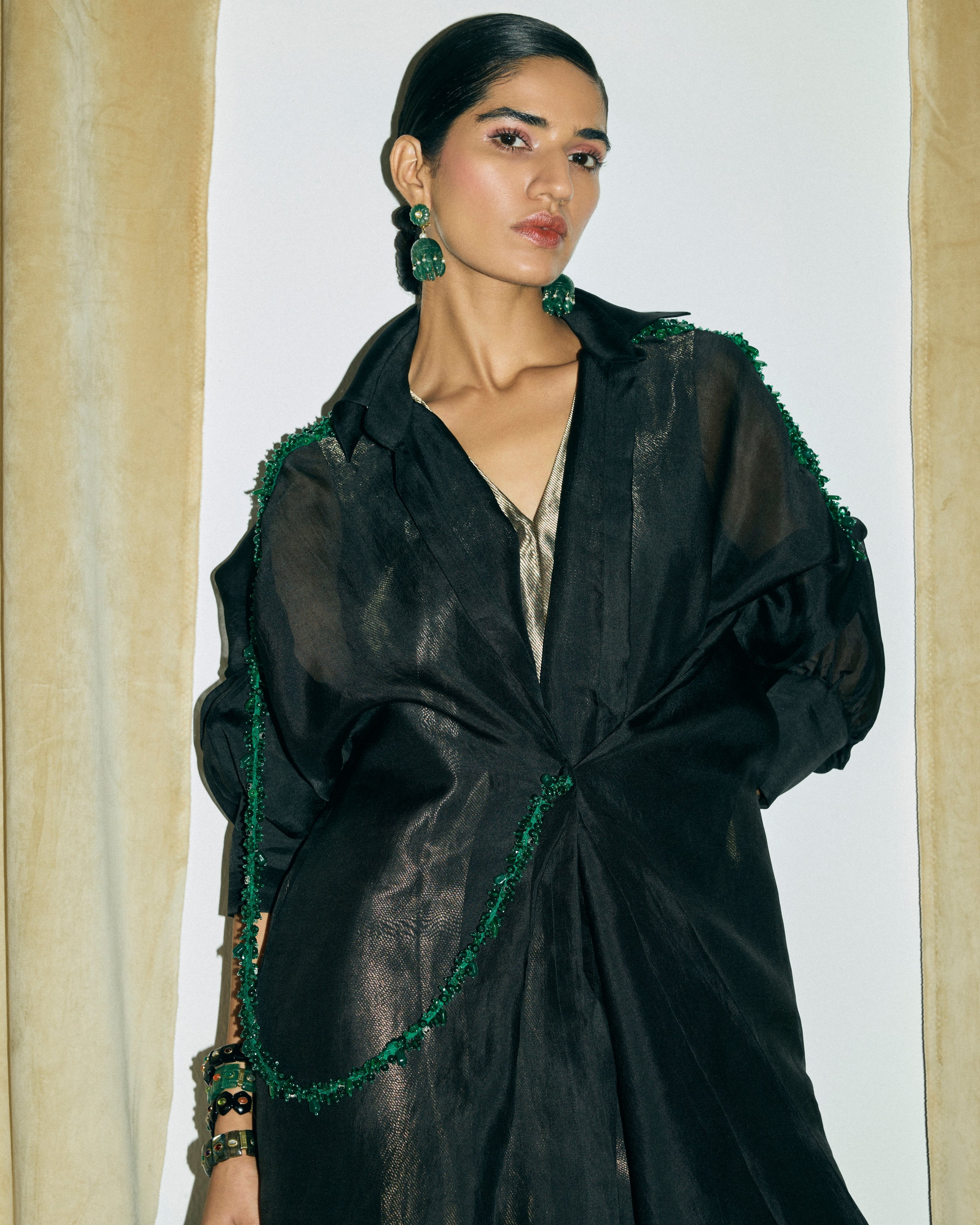 Black & Gold Moulin Shirt With Noir Jumpsuit