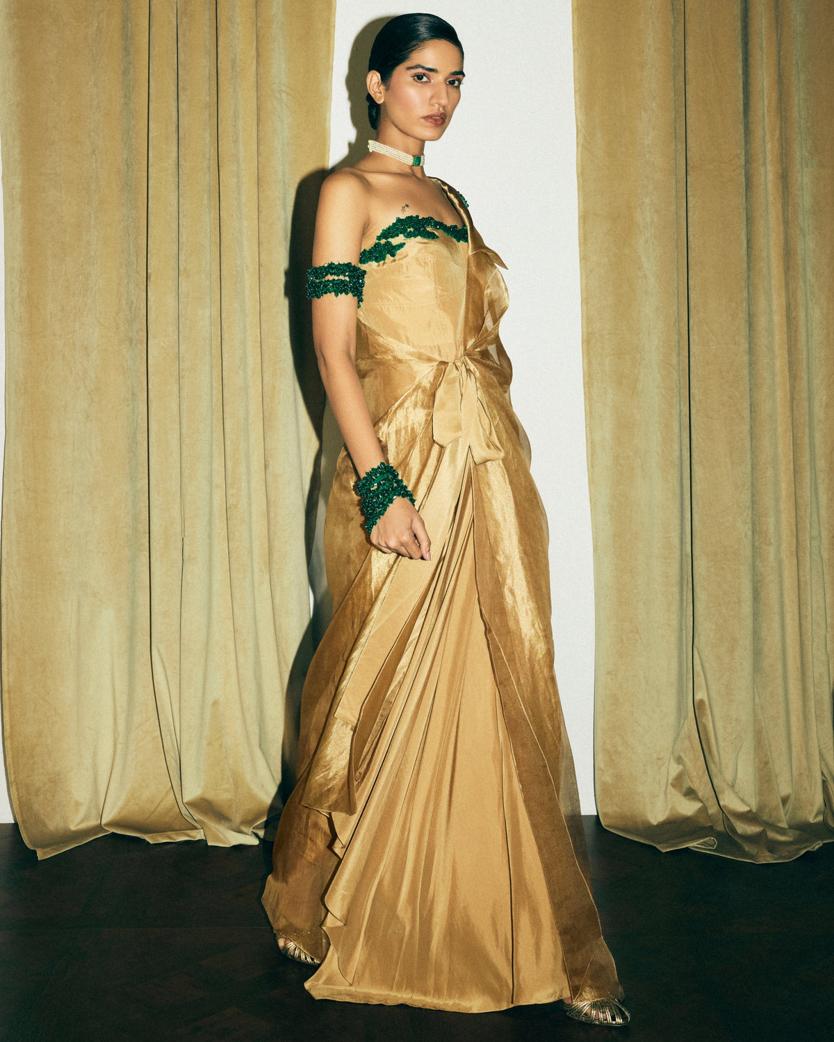 Gold Audrey Dress With Erika Jacket