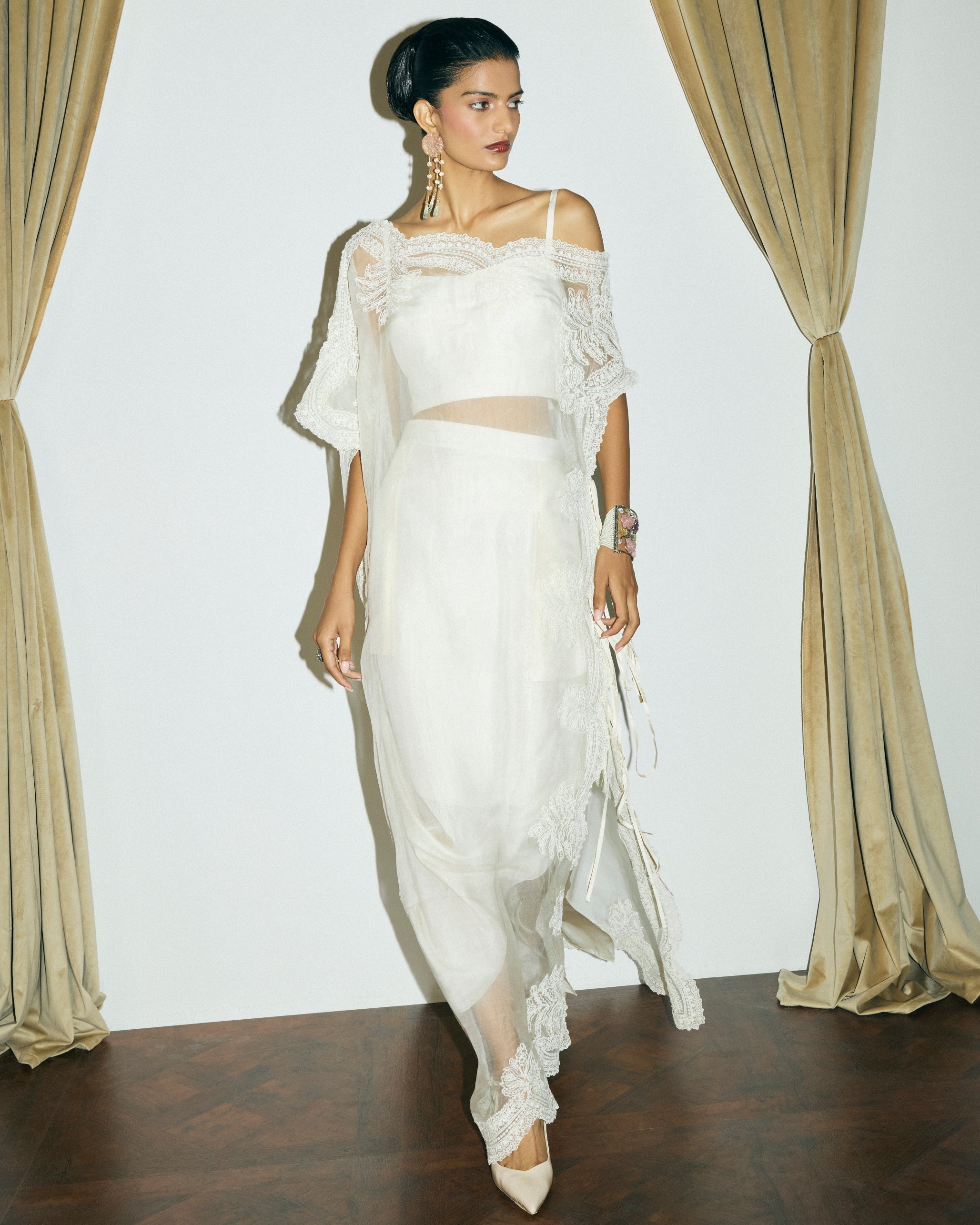 Myrtle Lace Cape With Bustier And Daria Skirt