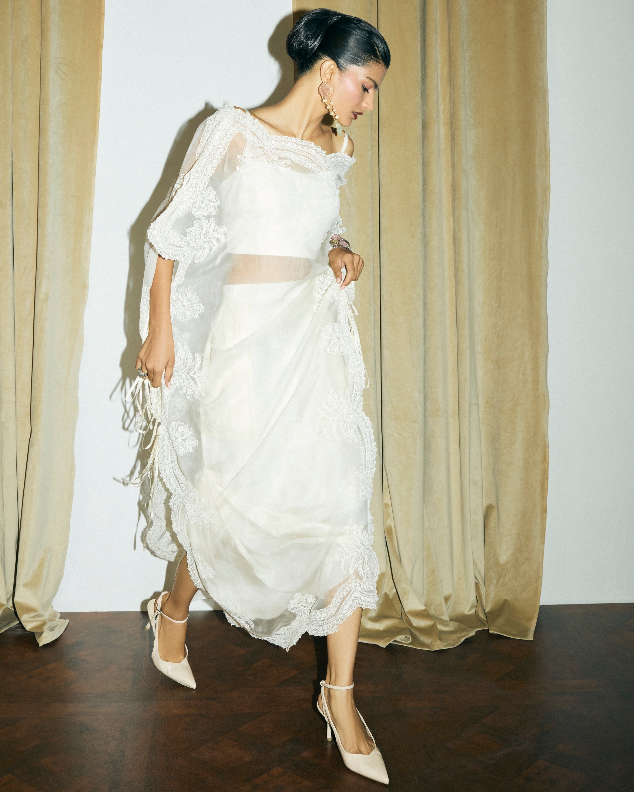 Myrtle Lace Cape With Bustier And Daria Skirt