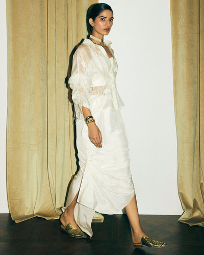 Ivory Bolero Jacket With Bustier And Daria Skirt