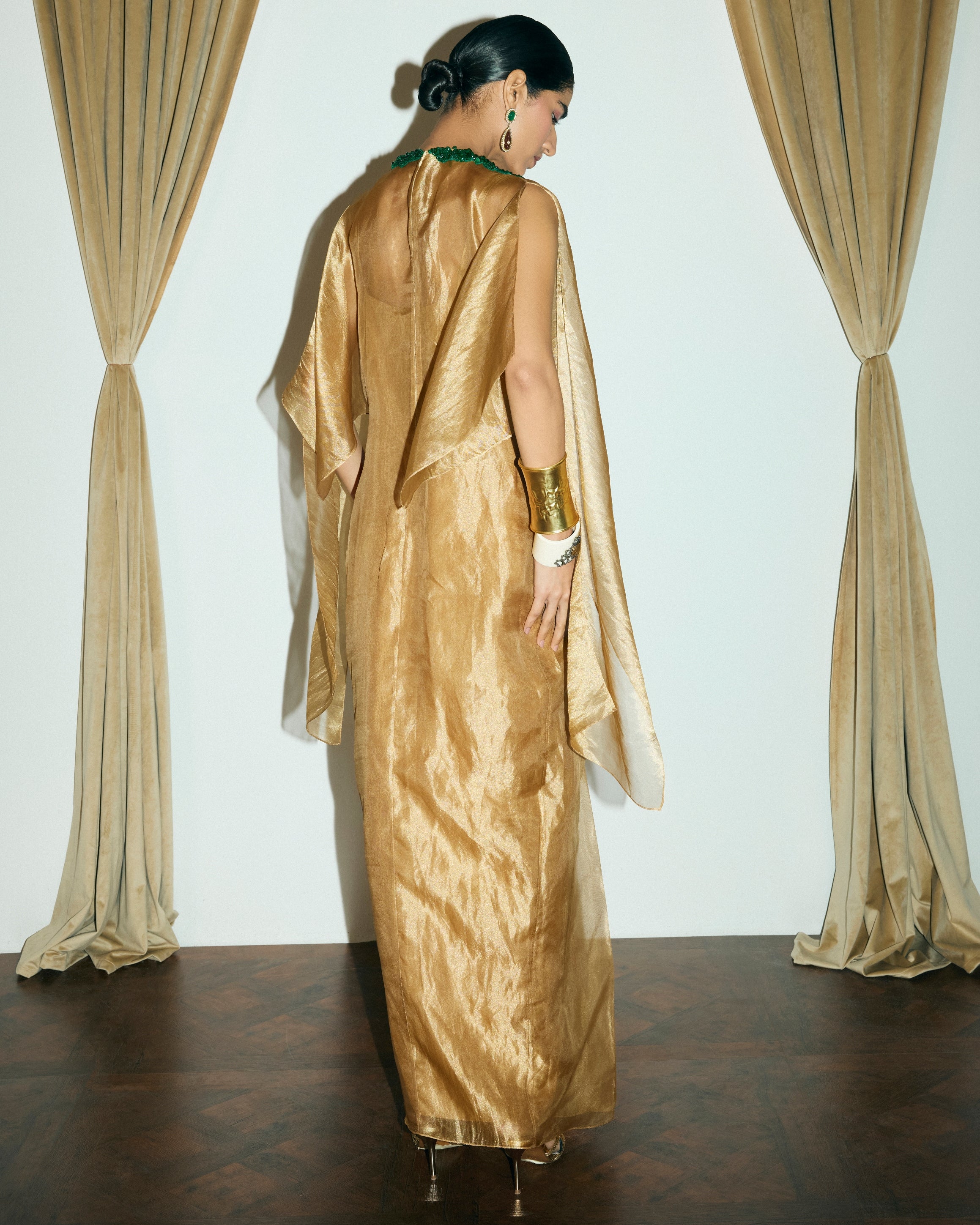 Gold Roma Dress With Slip
