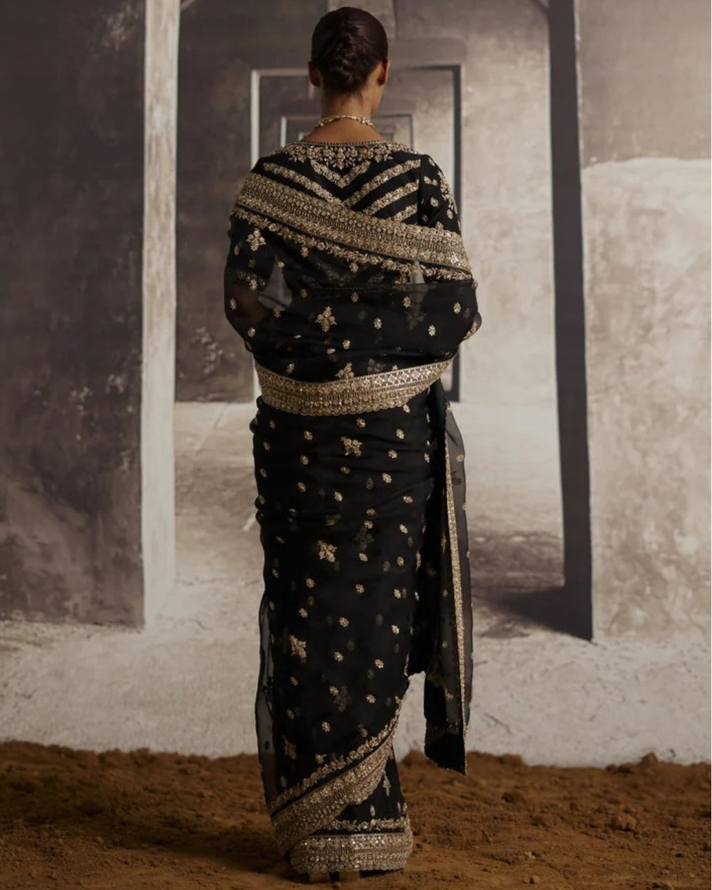 Black Gota & Dabka Work Sari