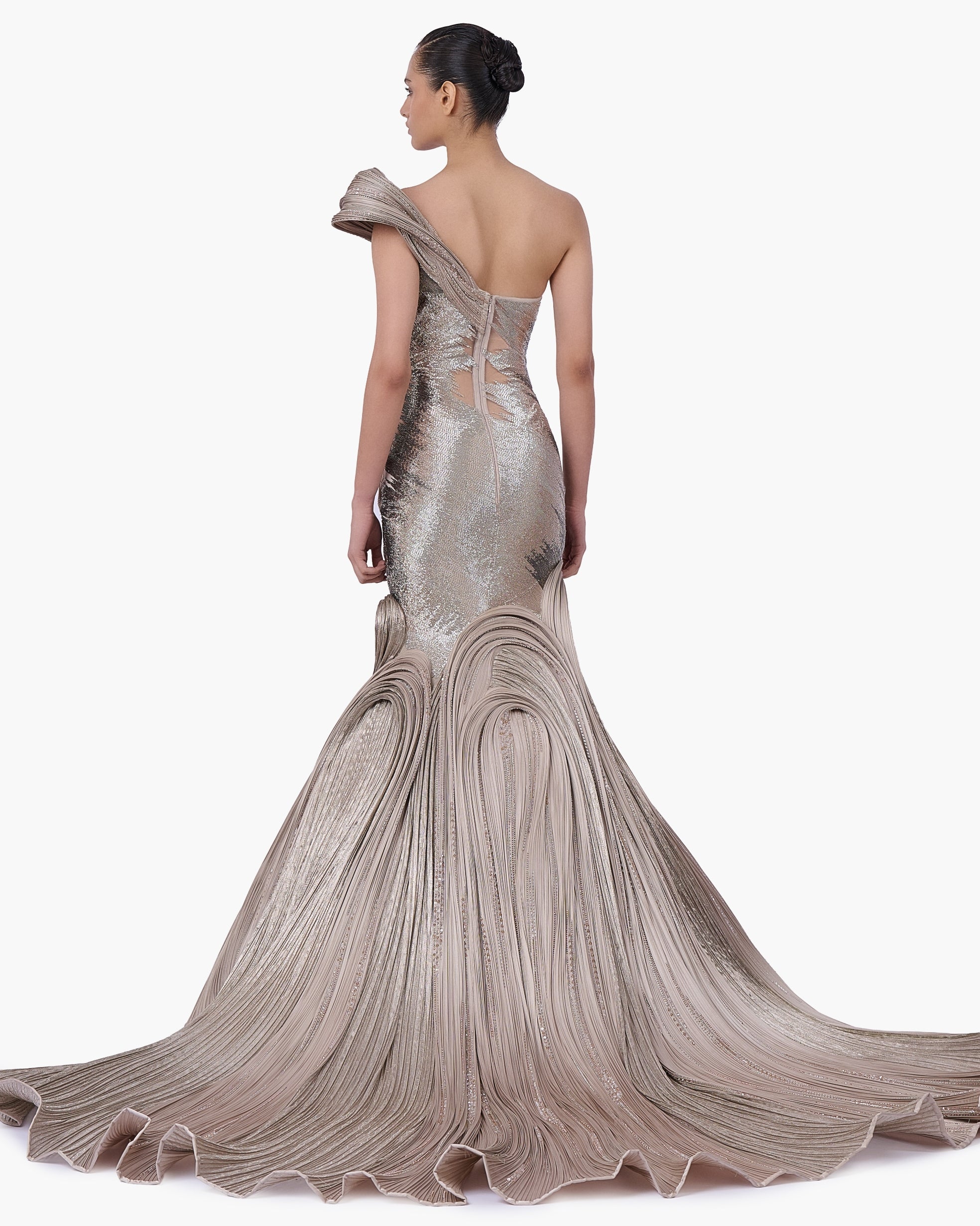The Sculpted One-Shoulder Satin Gown