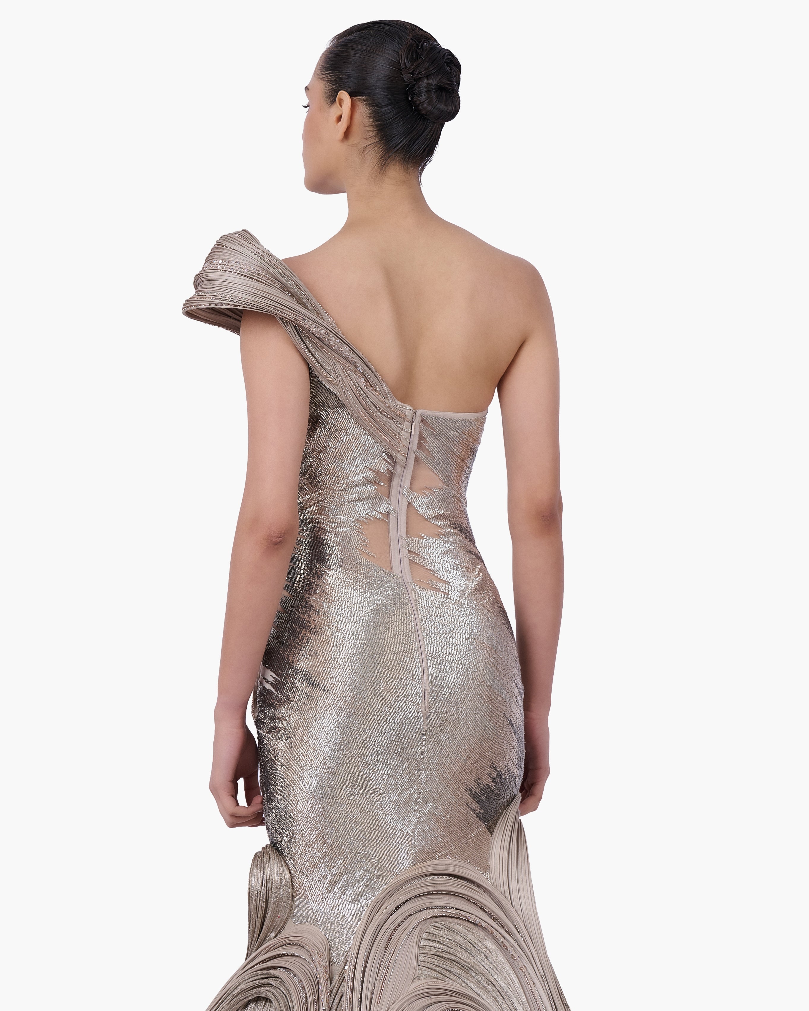 The Sculpted One-Shoulder Satin Gown