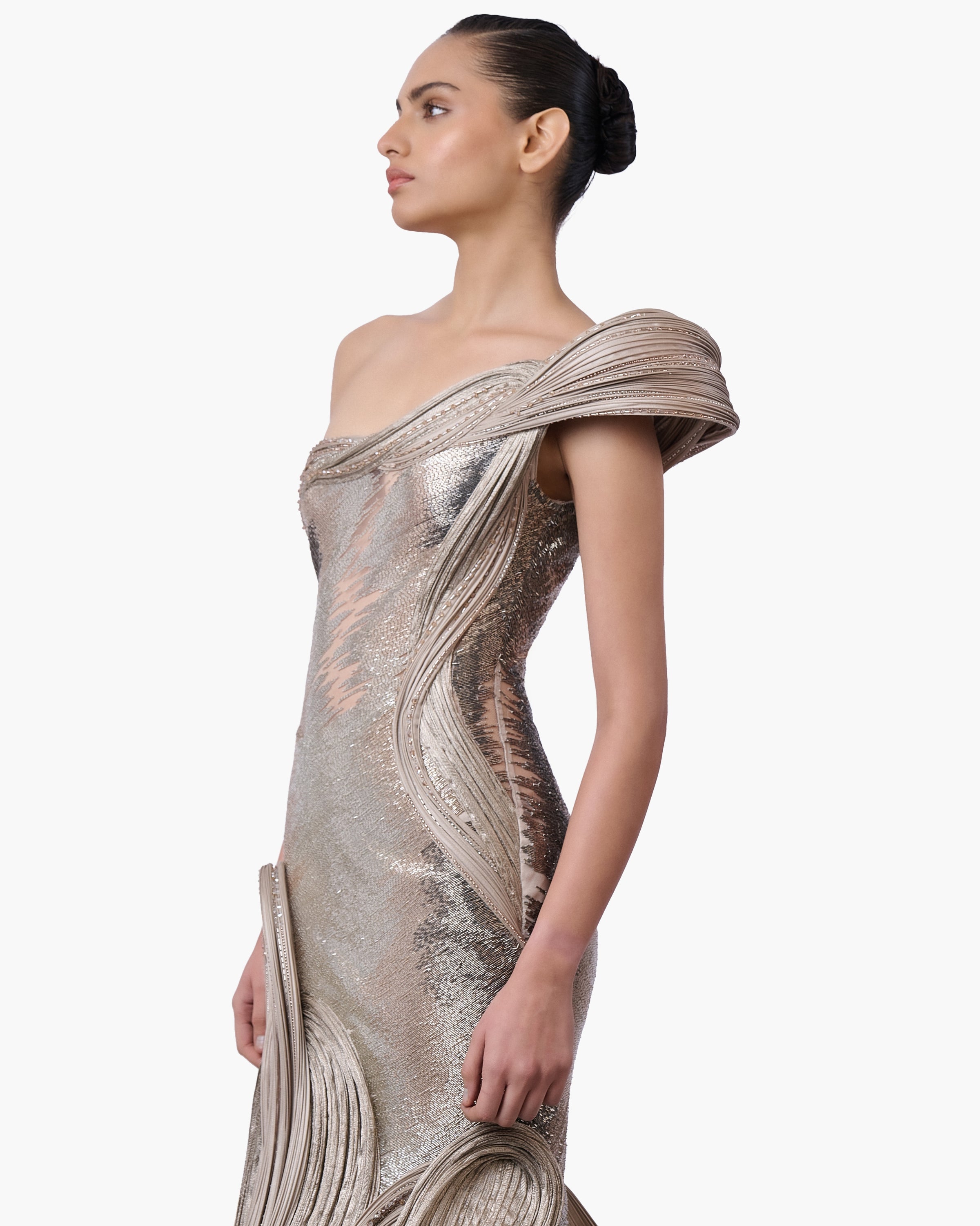 The Sculpted One-Shoulder Satin Gown