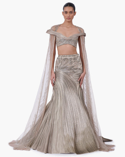 The Brocade Lehenga Set With Cape