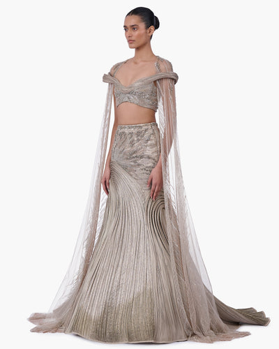 The Brocade Lehenga Set With Cape