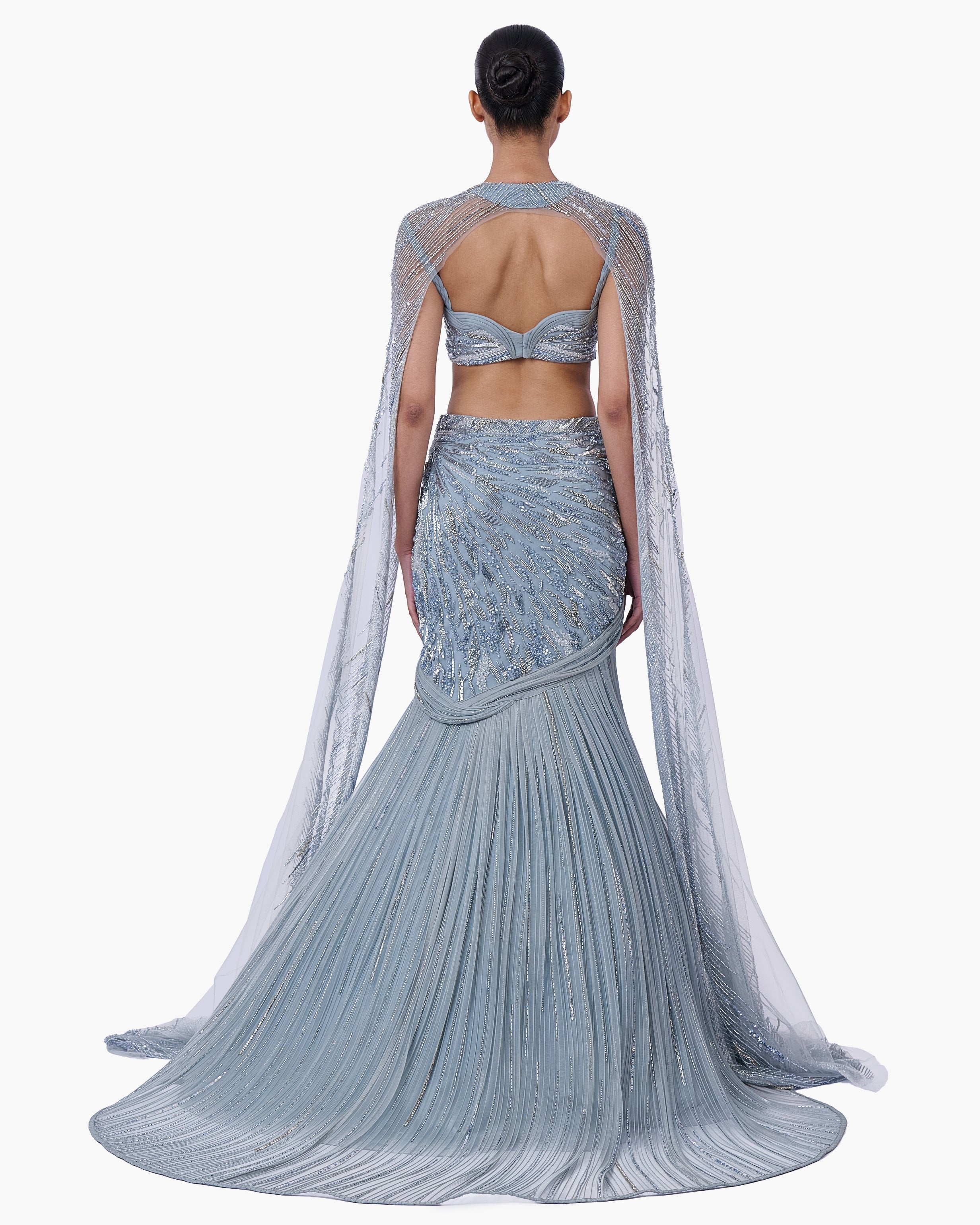 The Embellished Lehenga With Sheer Cape