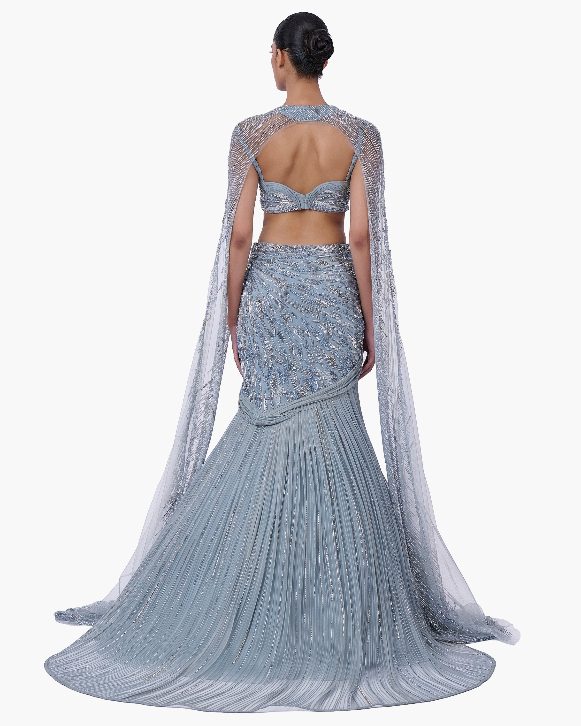 The Embellished Lehenga With Sheer Cape