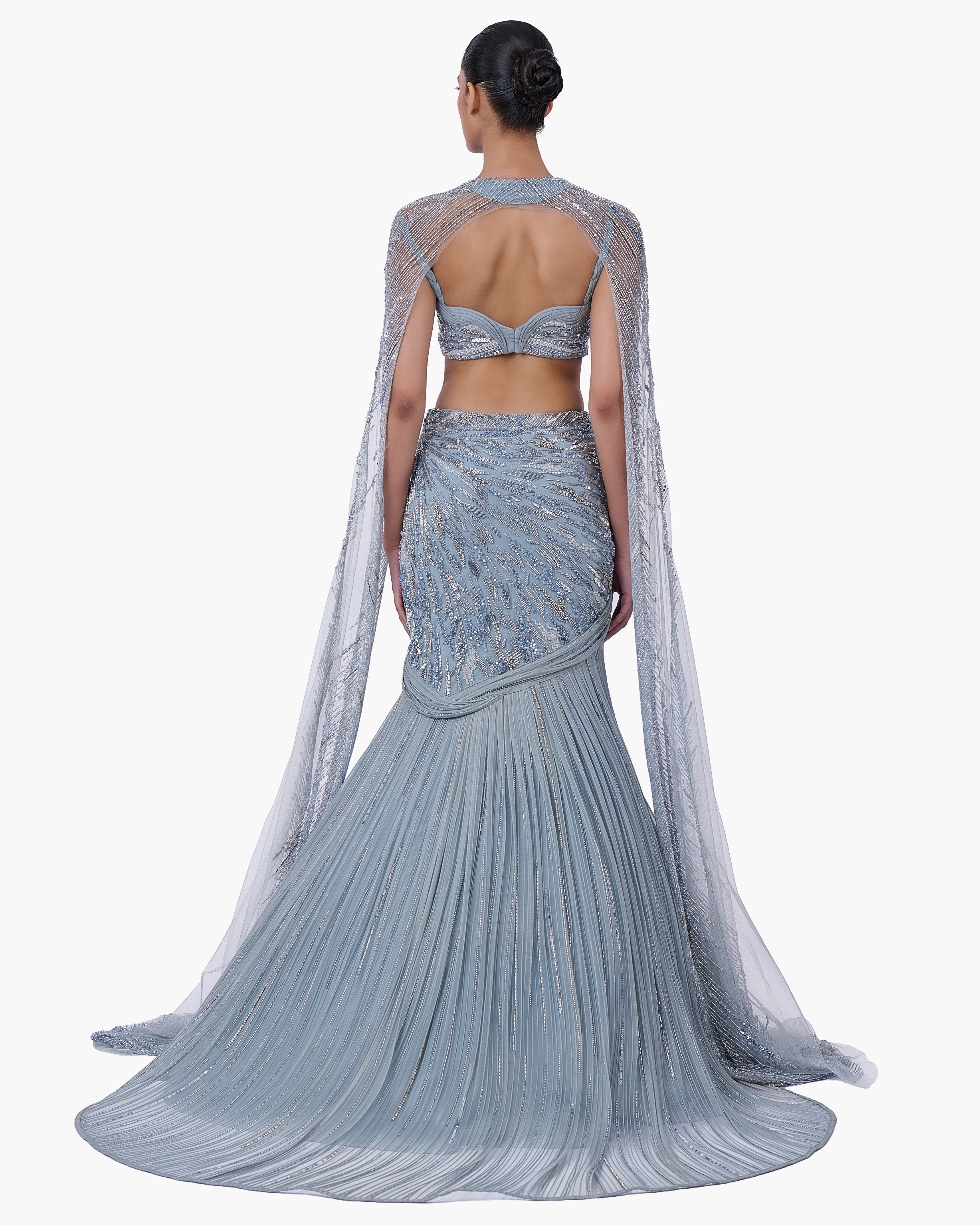 The Embellished Lehenga With Sheer Cape