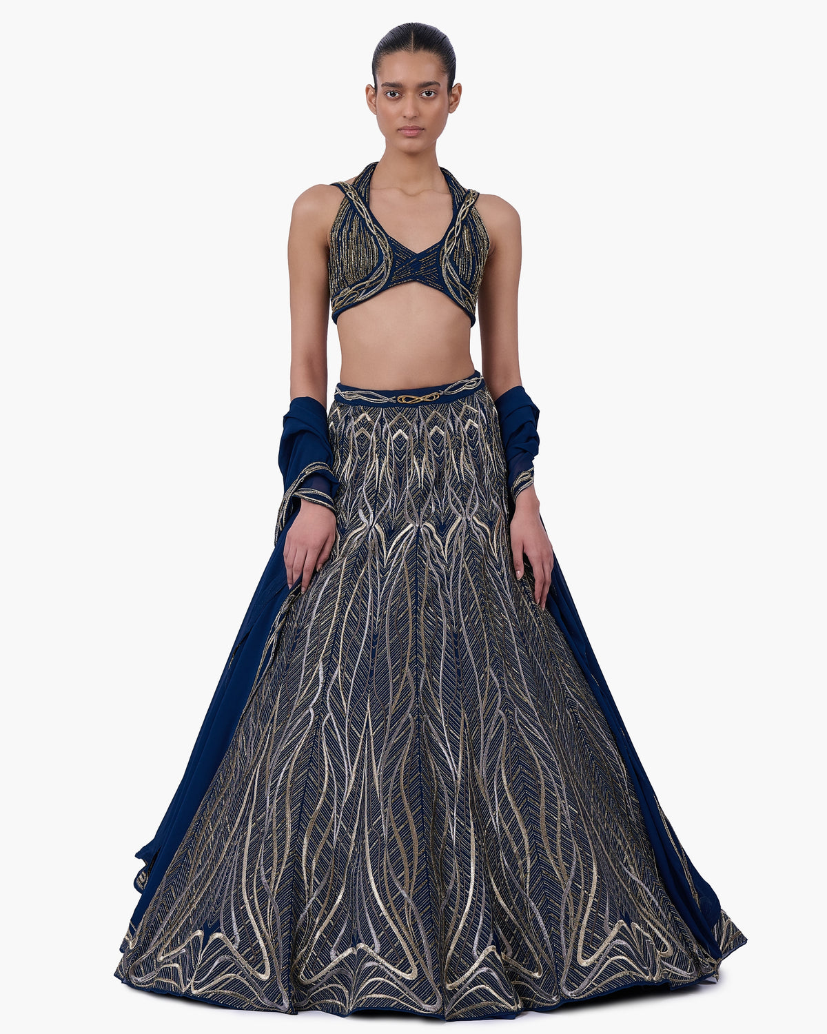 The Linear Embroidered Lehenga