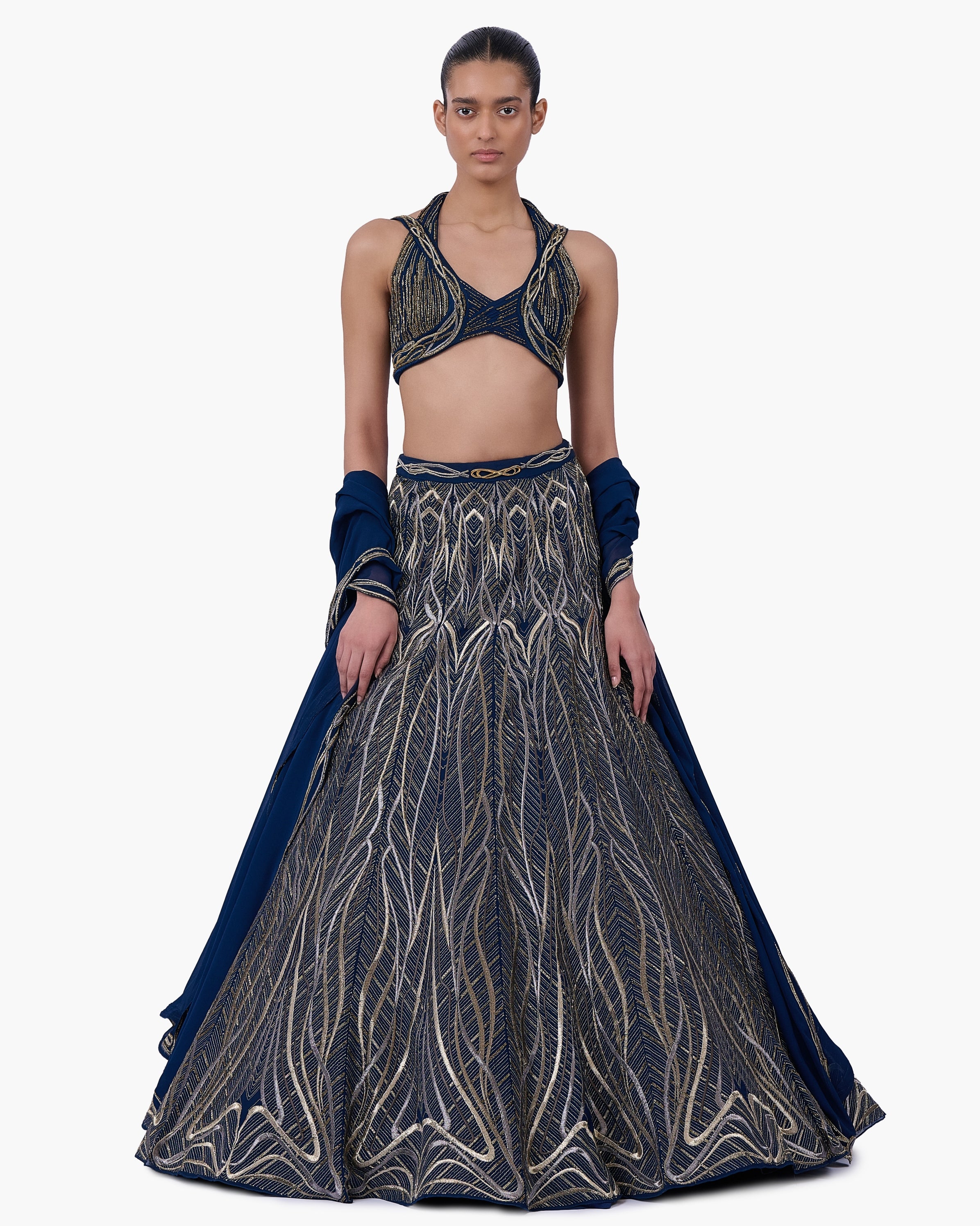 The Linear Embroidered Lehenga
