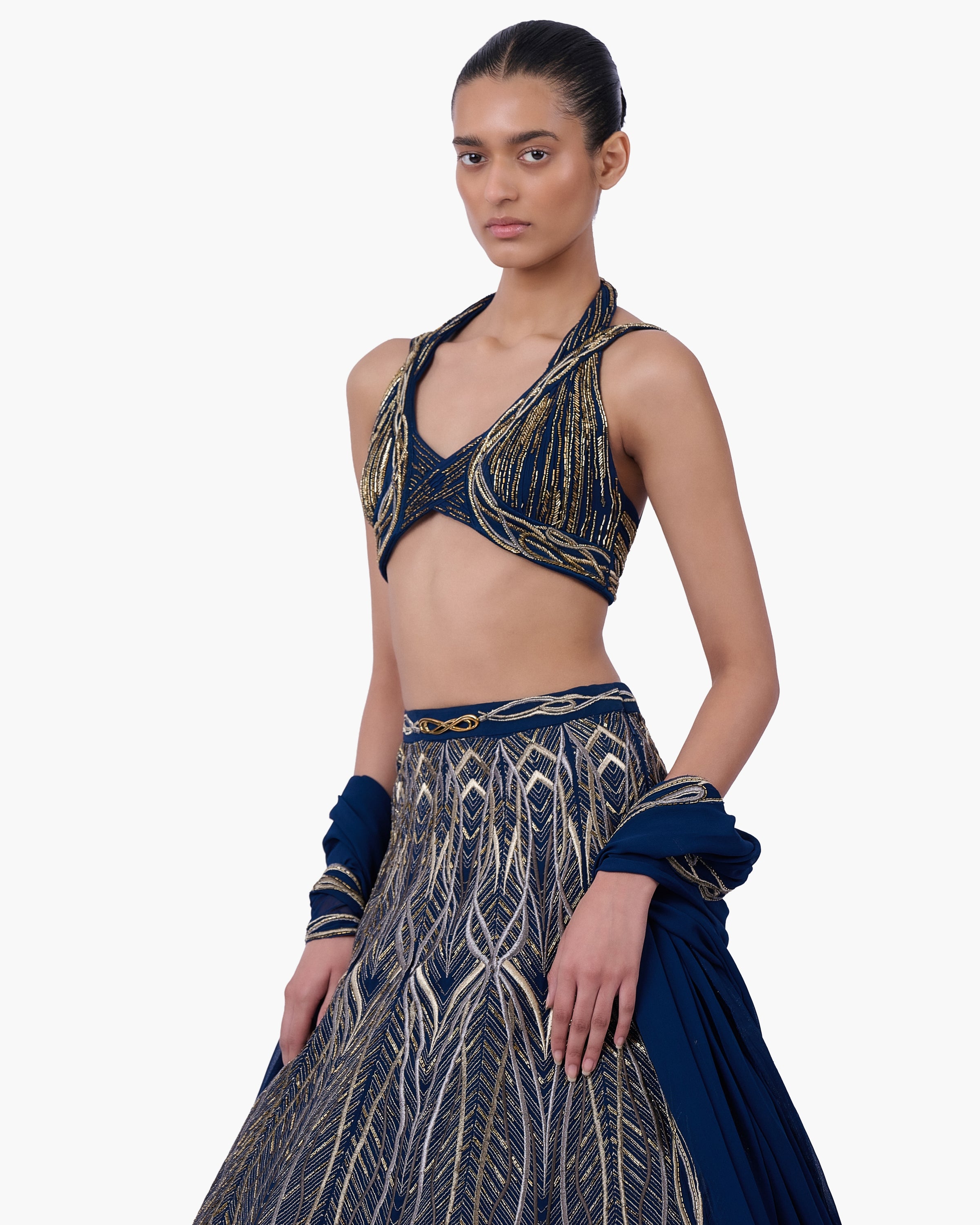 The Linear Embroidered Lehenga