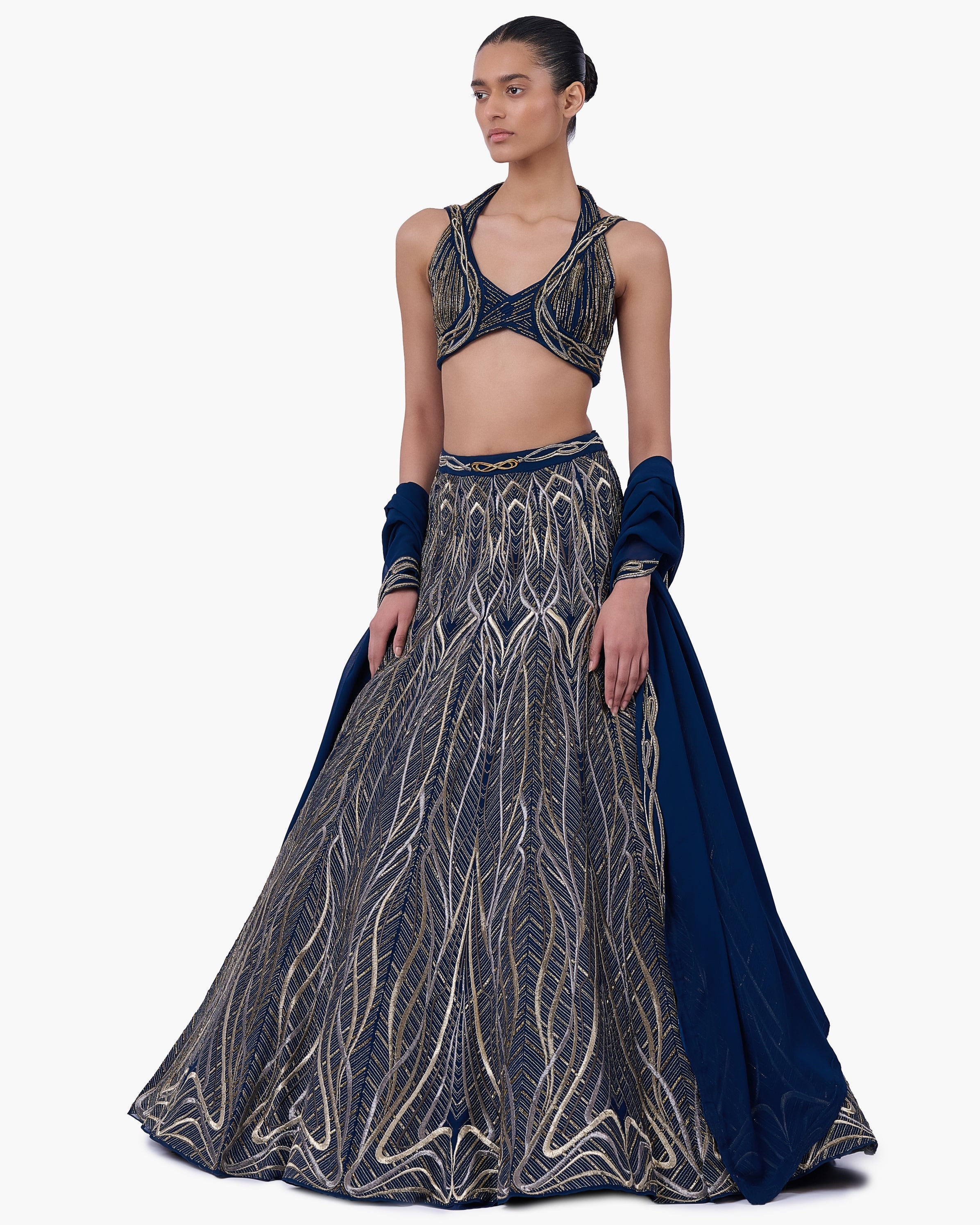 The Linear Embroidered Lehenga