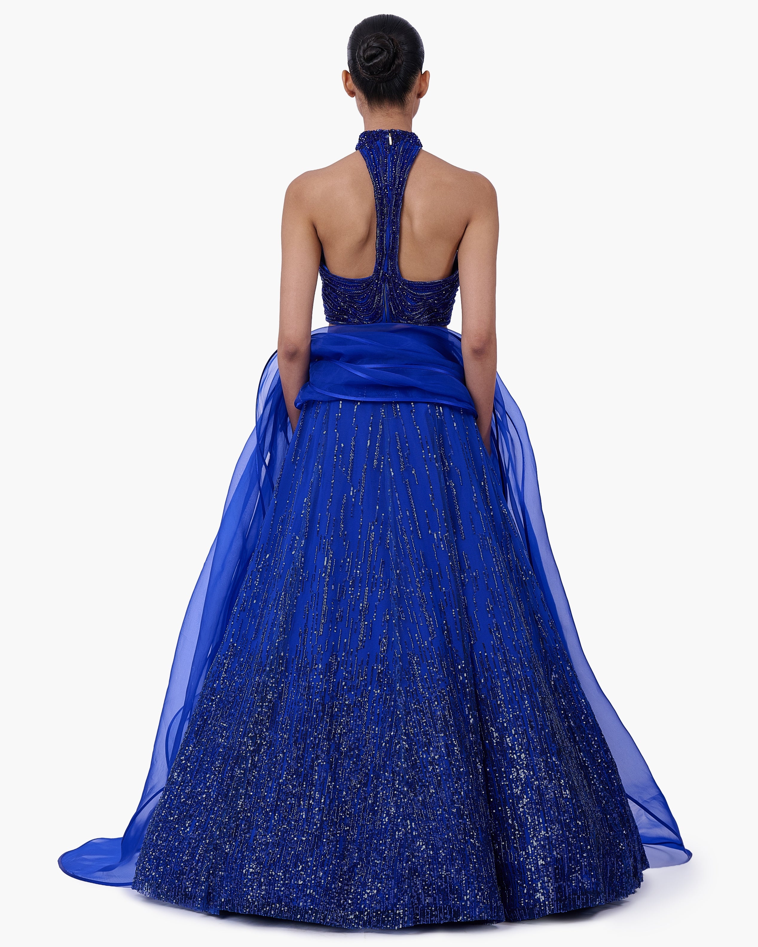 The Draped Panel Halter Lehenga