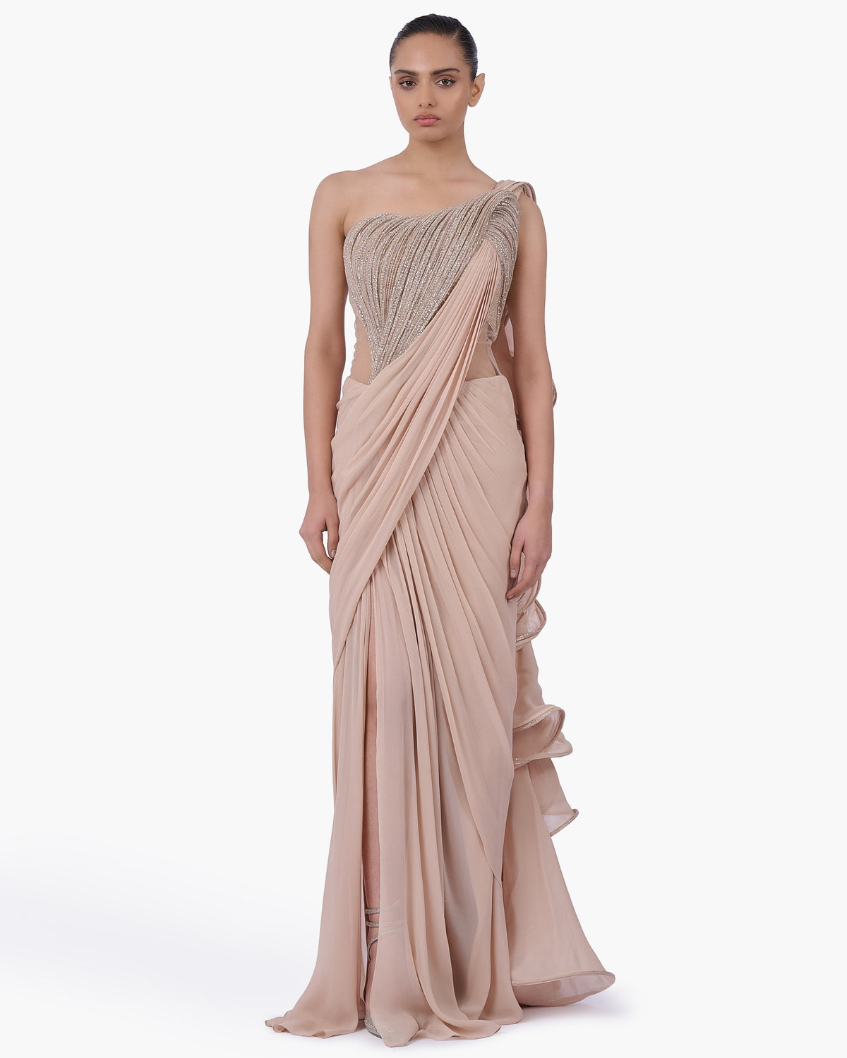 The Obsidian Sovereign Sari Gown