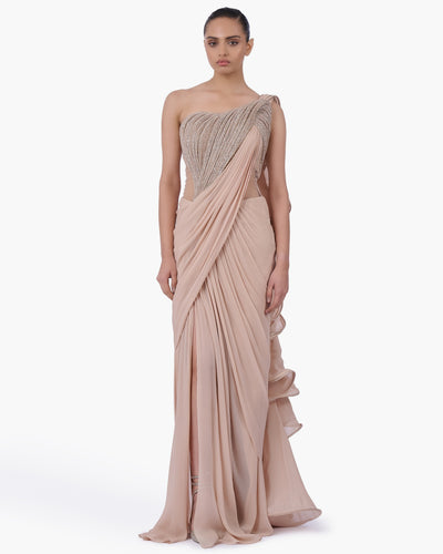 The Obsidian Sovereign Sari Gown