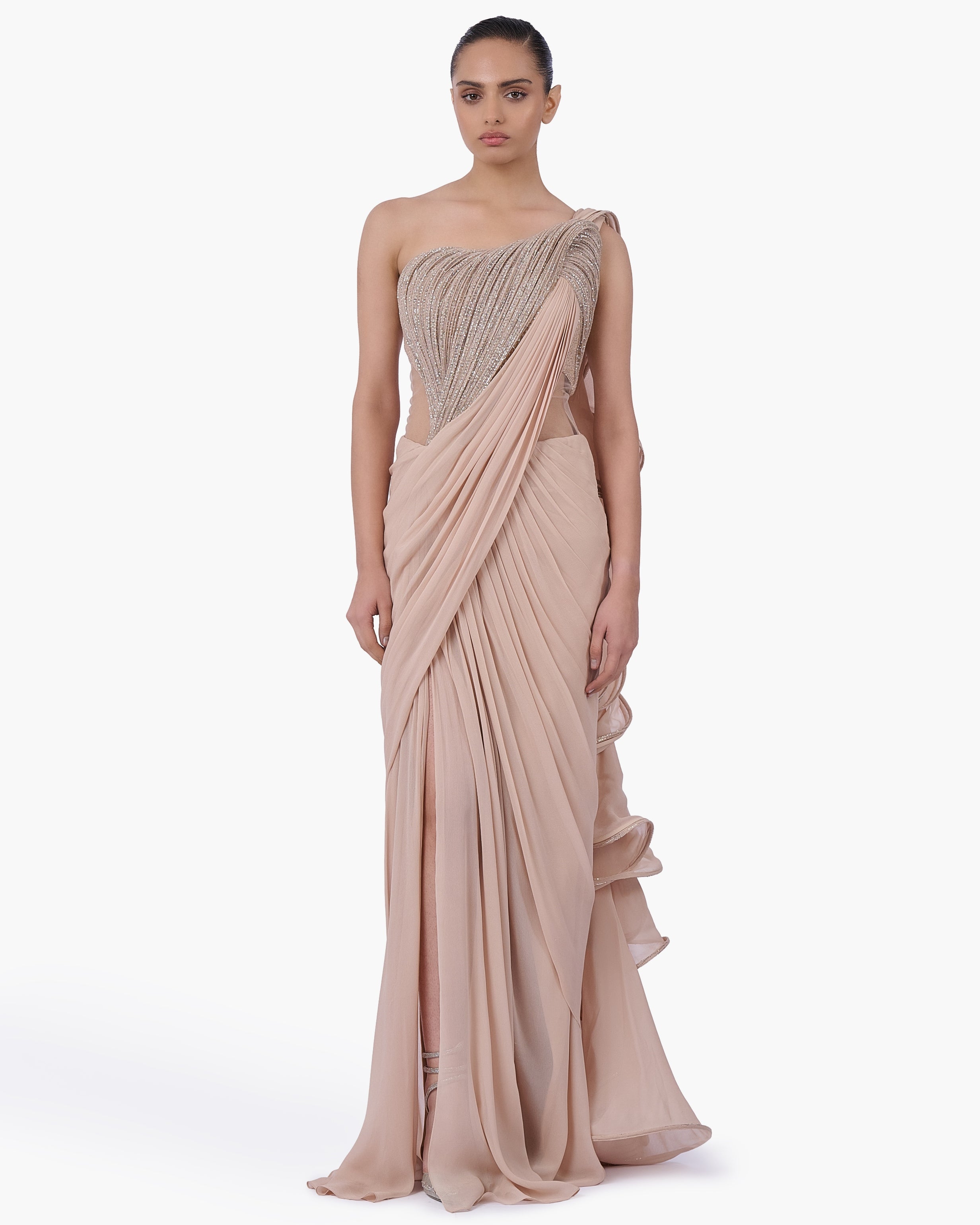 The Obsidian Sovereign Sari Gown