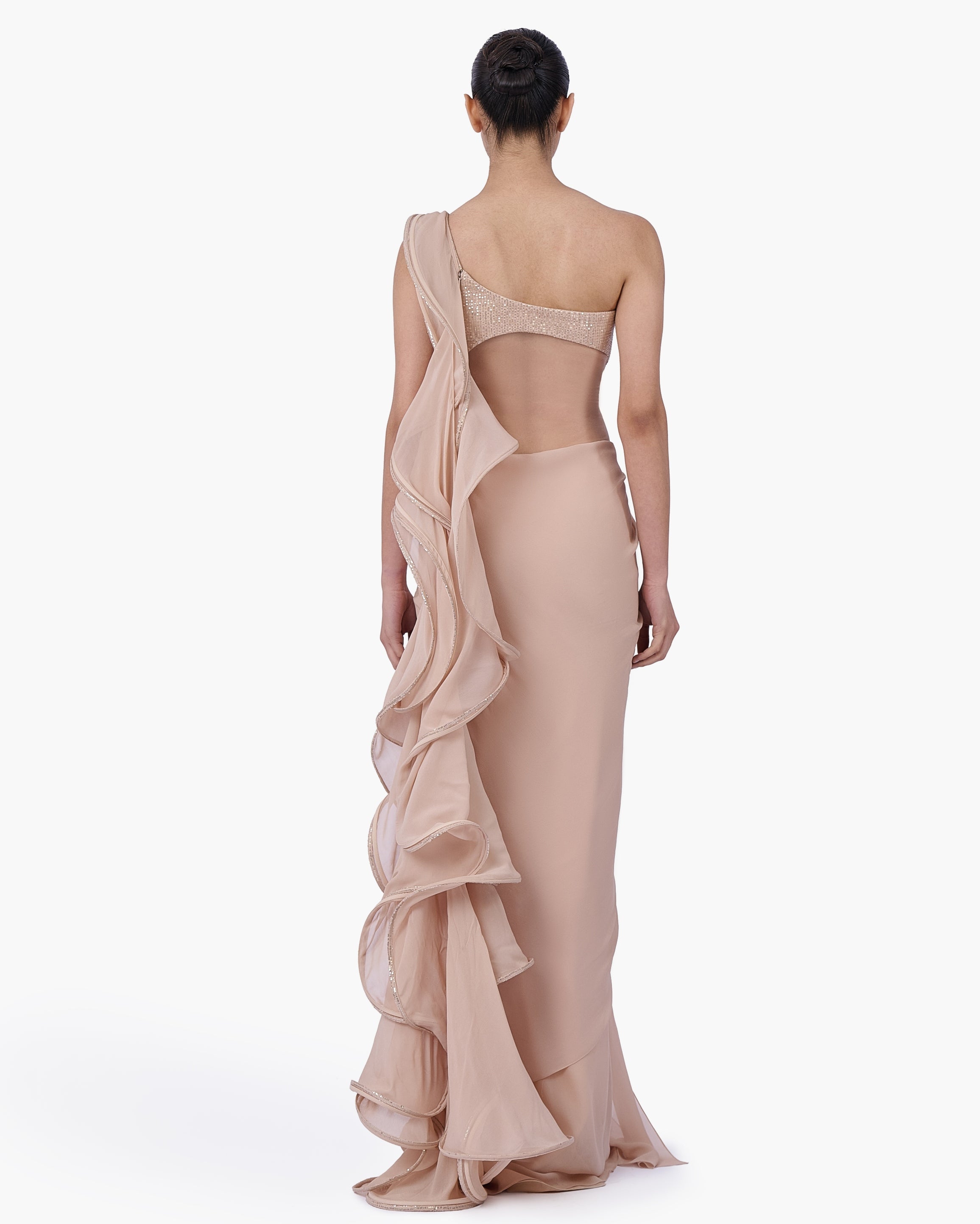 The Obsidian Sovereign Sari Gown