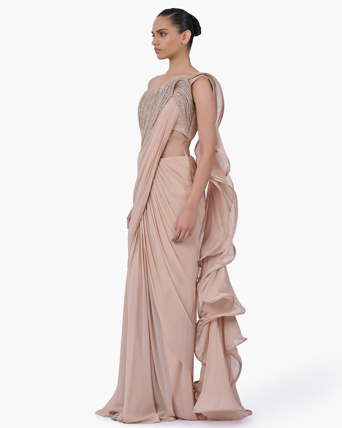 The Obsidian Sovereign Sari Gown