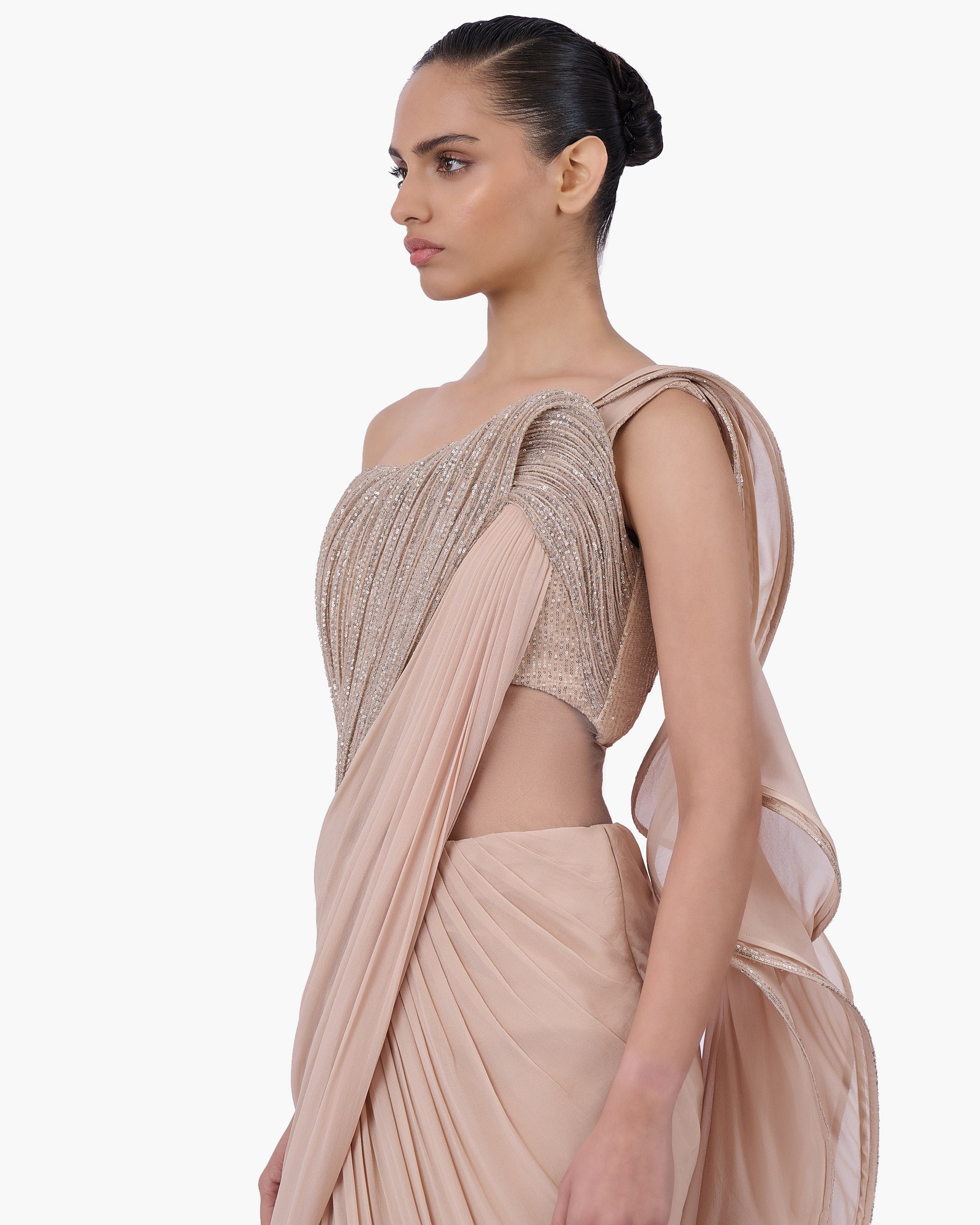 The Obsidian Sovereign Sari Gown
