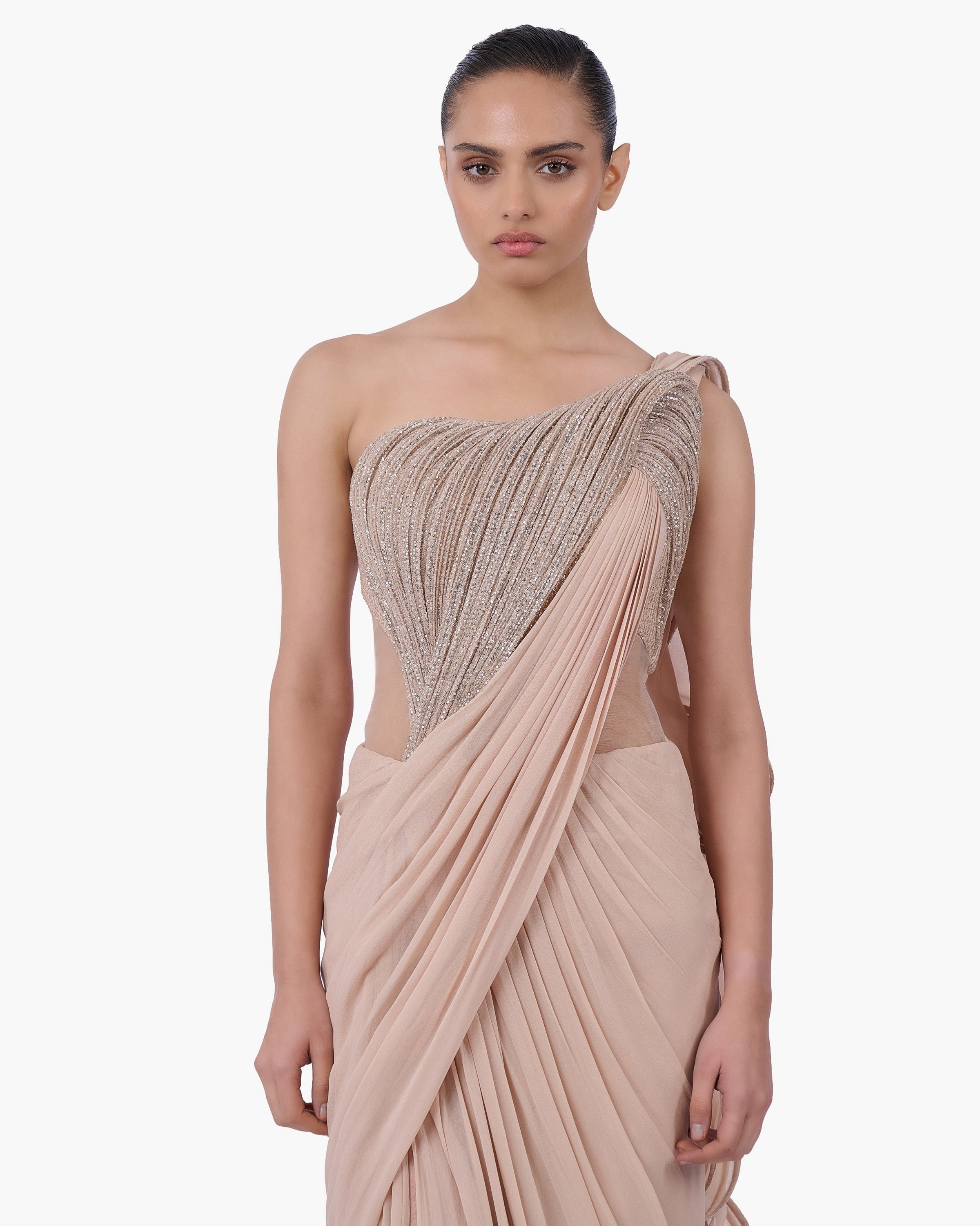 The Obsidian Sovereign Sari Gown