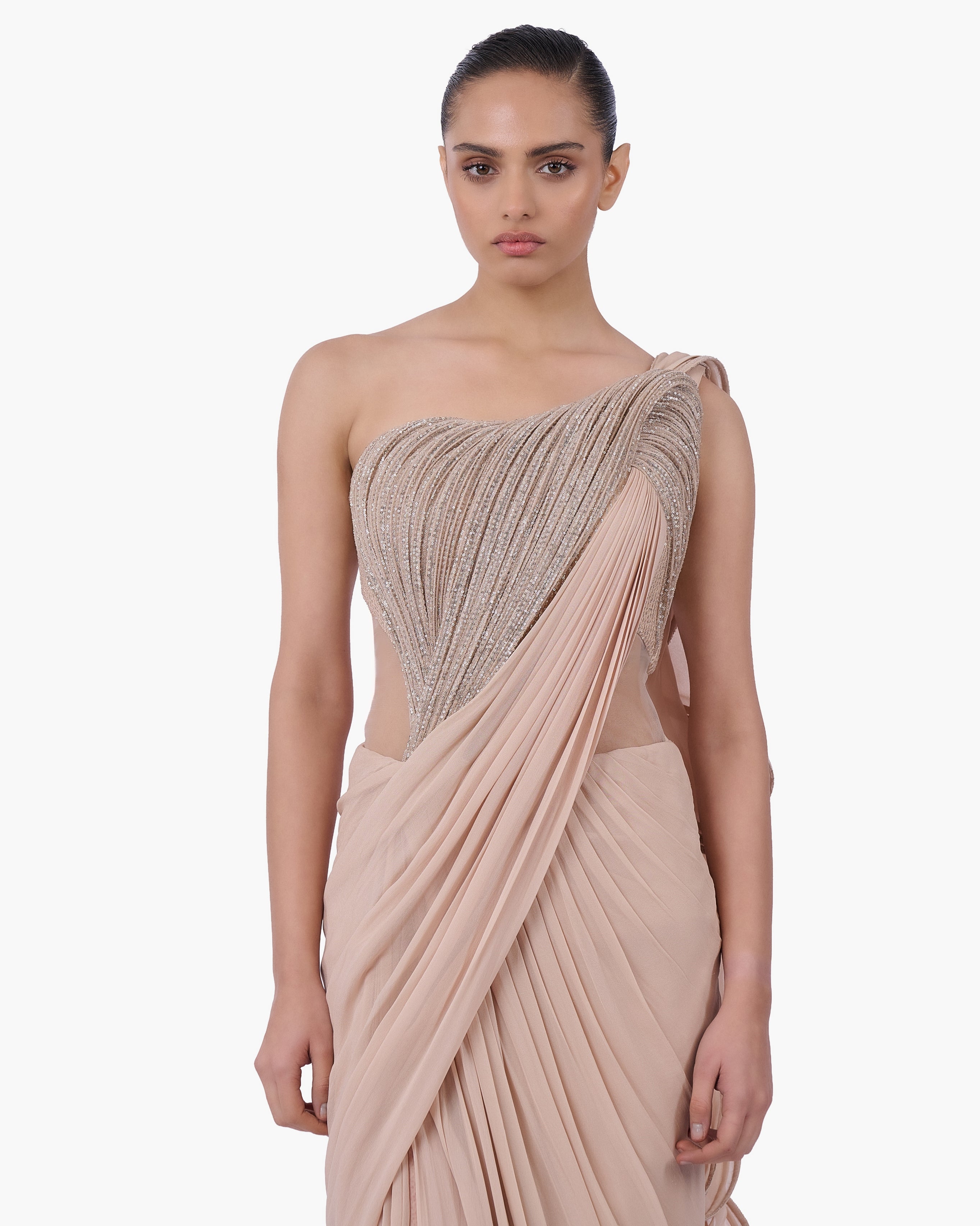 The Obsidian Sovereign Sari Gown