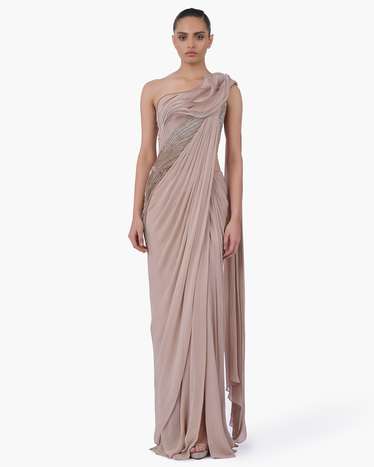 The Champagne Reverie Sari Gown