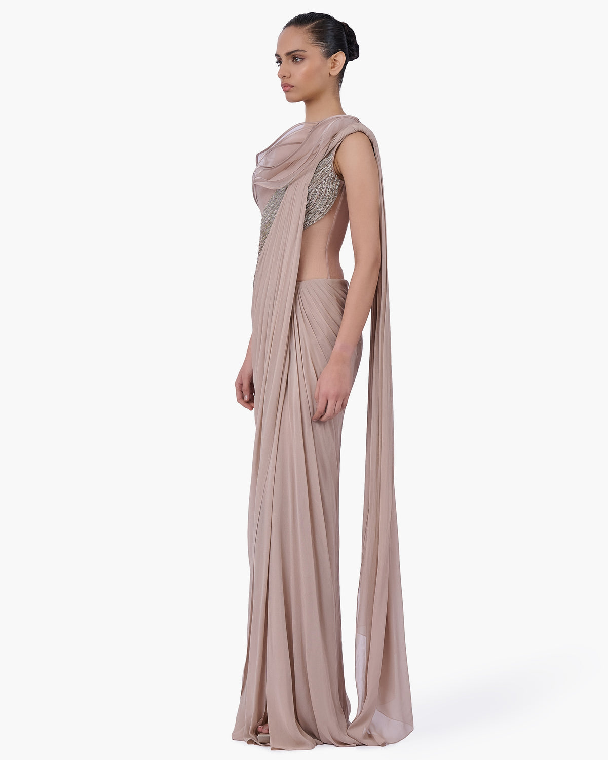 The Champagne Reverie Sari Gown