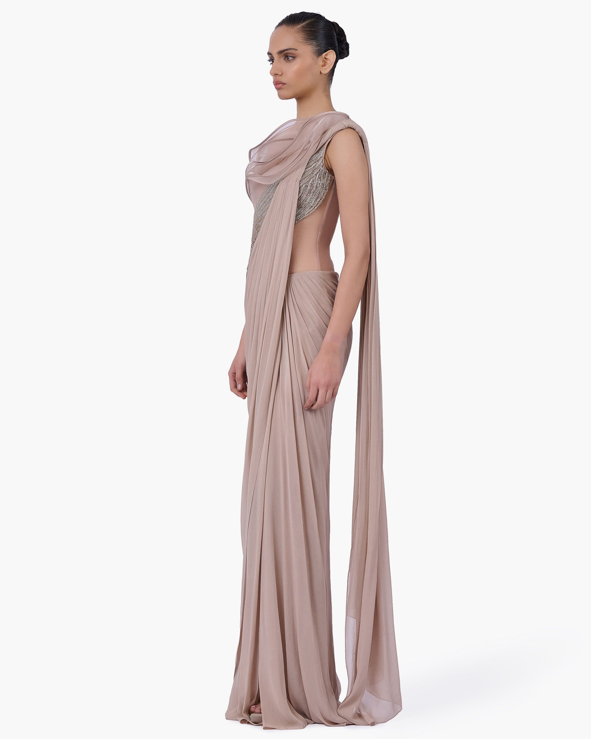 The Champagne Reverie Sari Gown