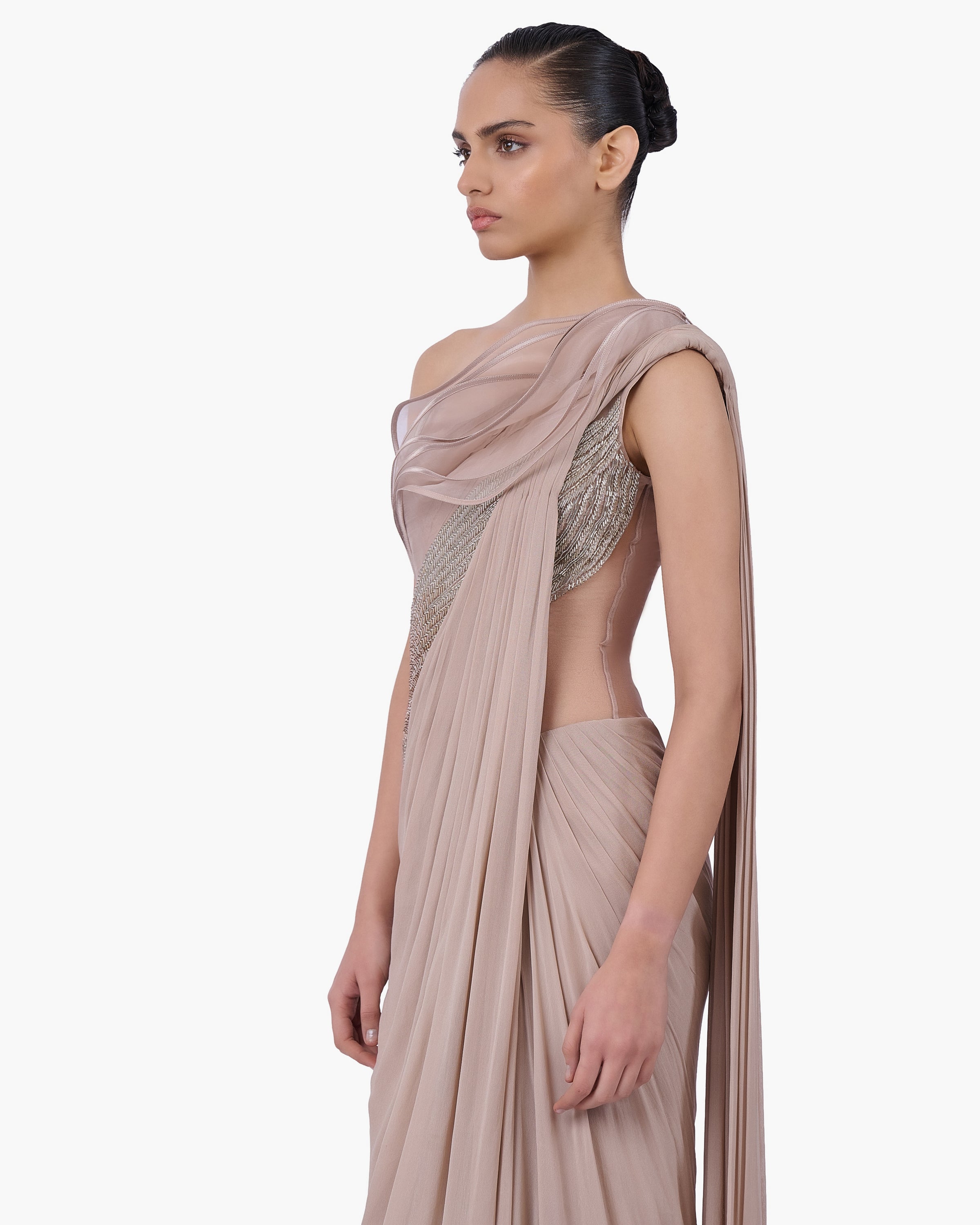 The Champagne Reverie Sari Gown