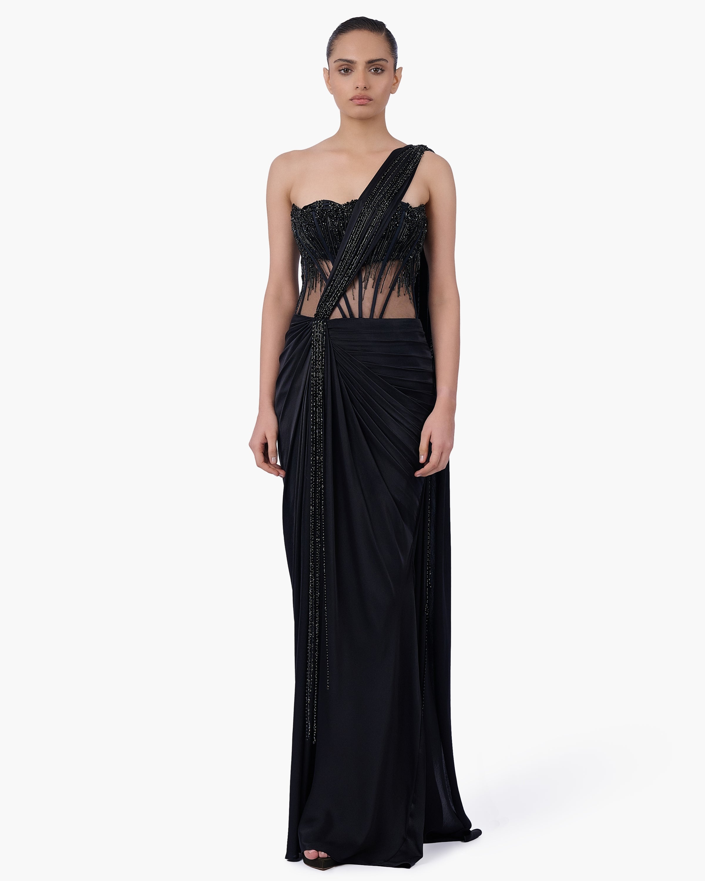 The Noir Embellished Sari Gown