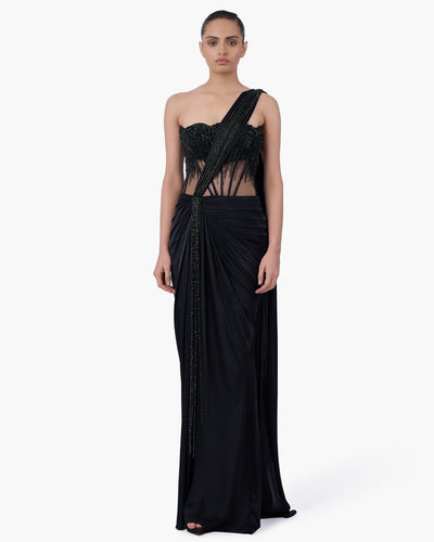 The Noir Embellished Sari Gown