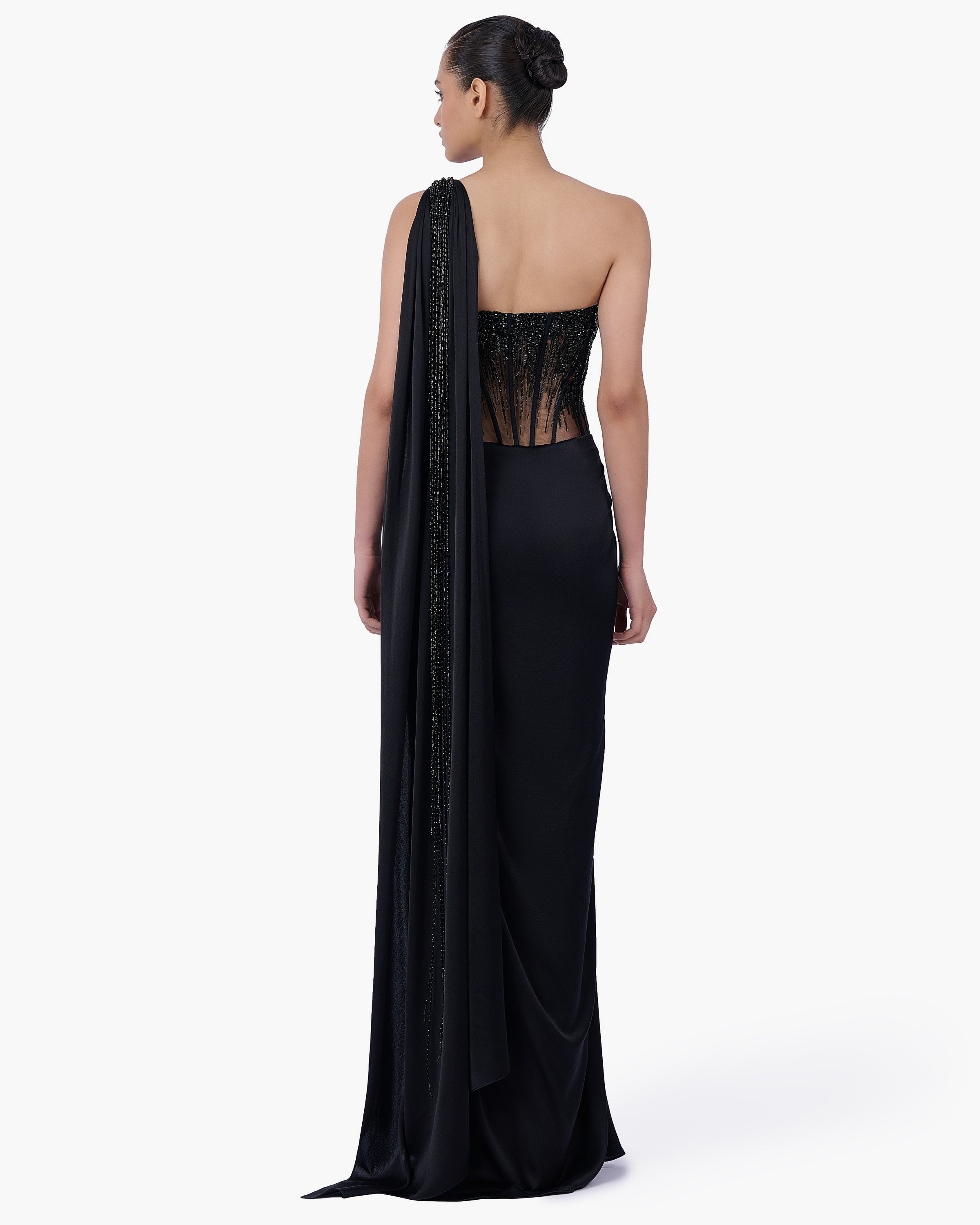 The Noir Embellished Sari Gown