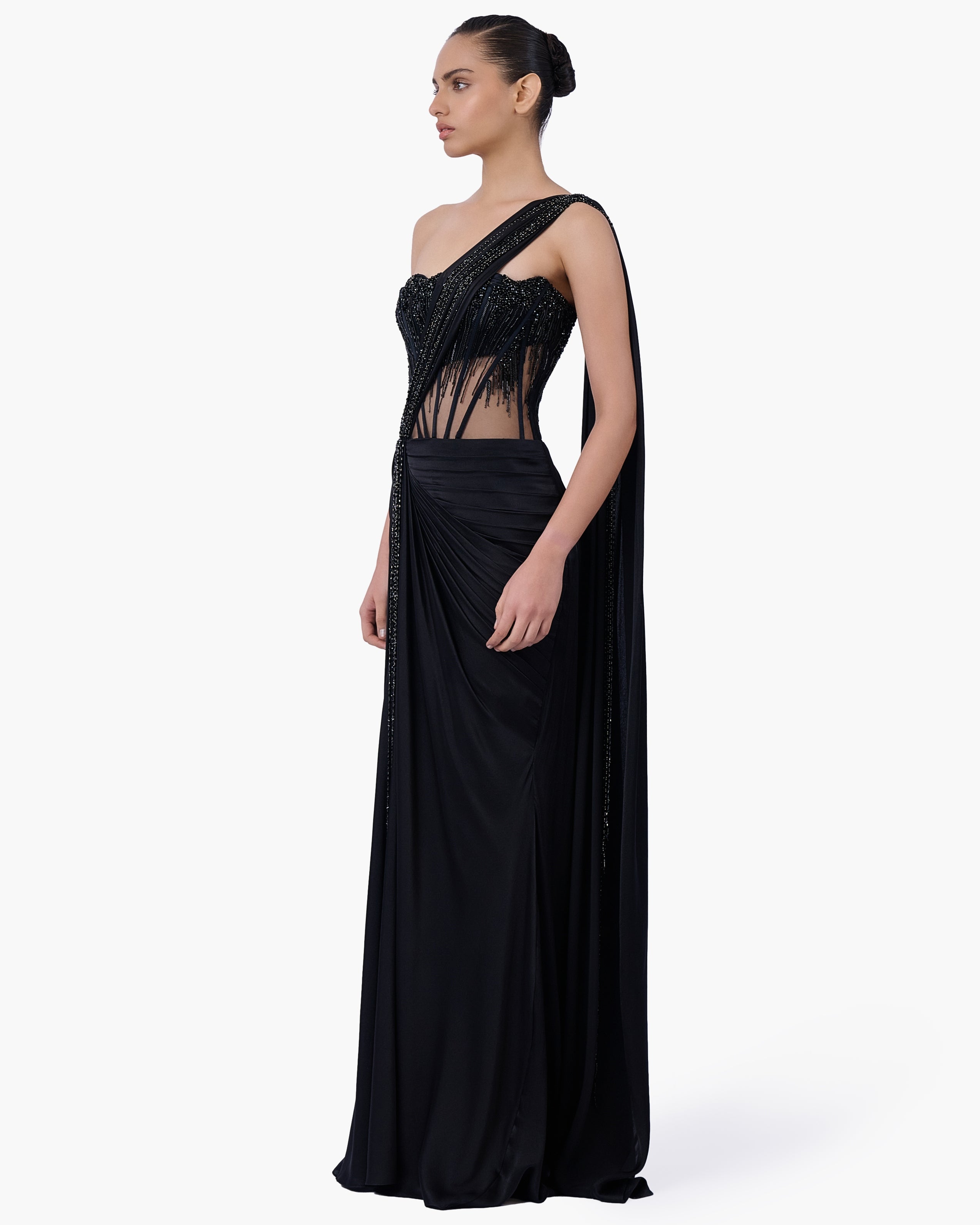The Noir Embellished Sari Gown