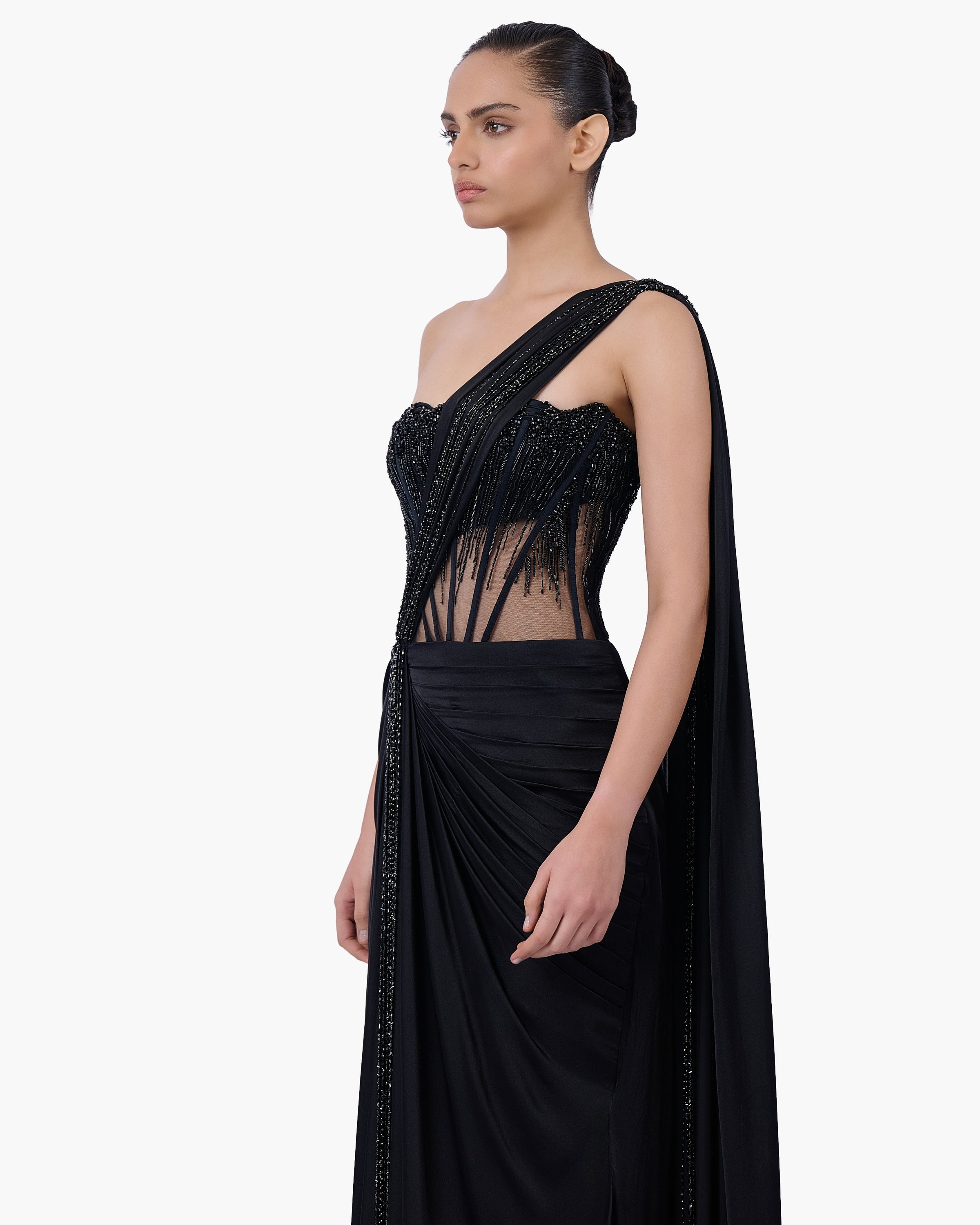 The Noir Embellished Sari Gown